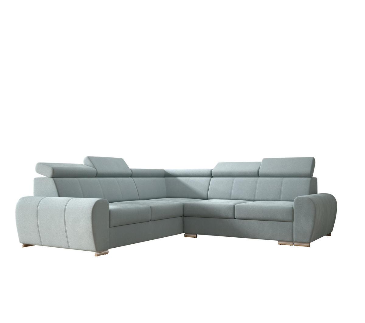 ECKSOFA APOLLO KN09, Eckcouch in L-Form mit Schlaffunktion, Farbe: Grau, Velourstoff, Ottomane Links - Rot, Textil (255/255cm) - O-Sofa