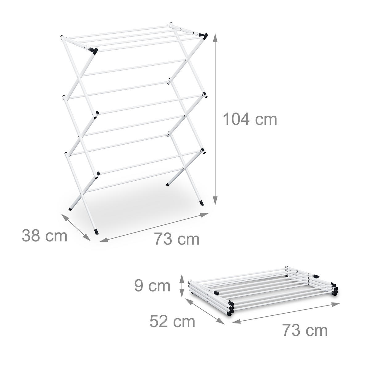 STOJAN na sušenie - biela, kov/plast (73/104/38cm) - Relaxdays