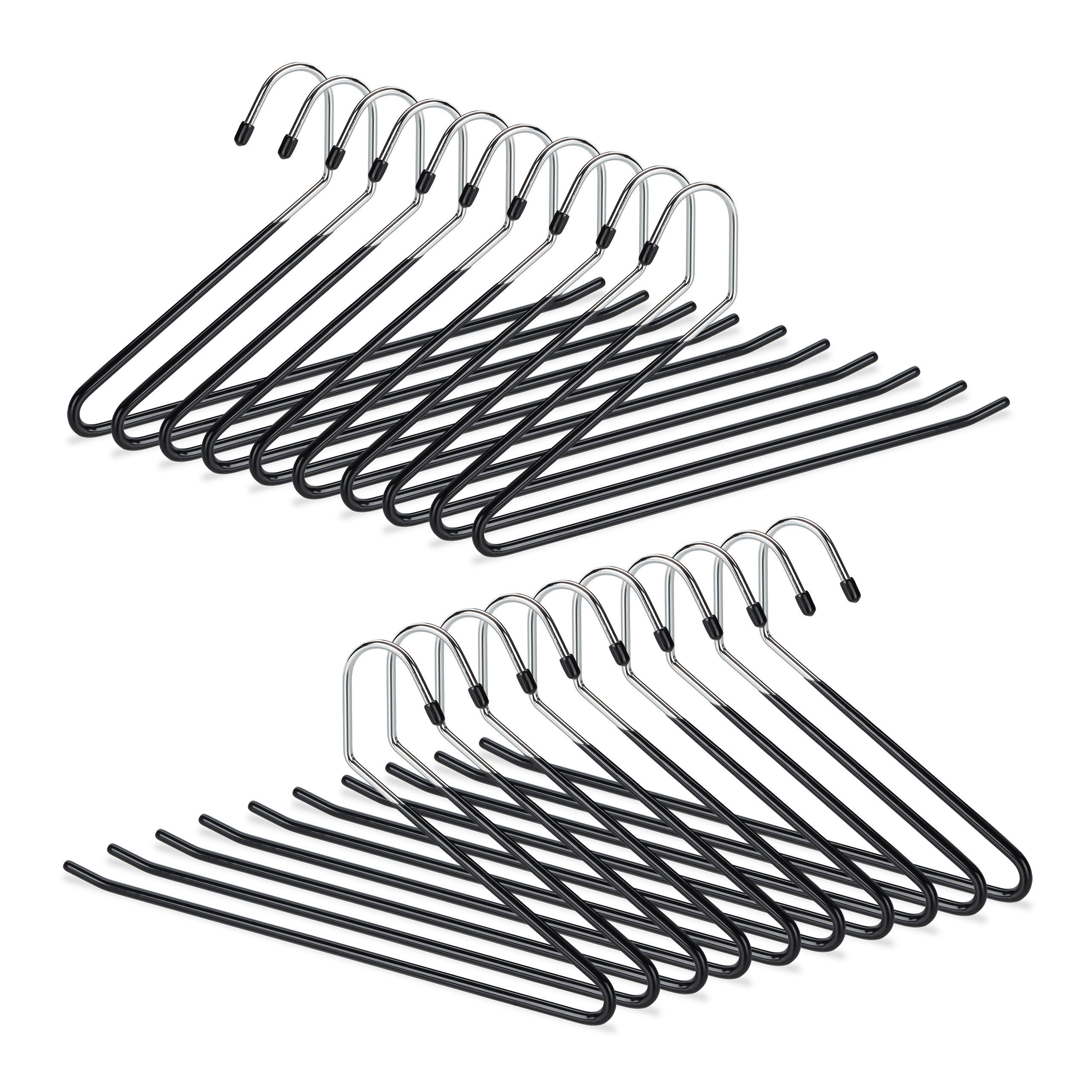 SÚPRAVA vešiakov na nohavice - čierna, kov/plast (18/0.5/35cm) - Relaxdays