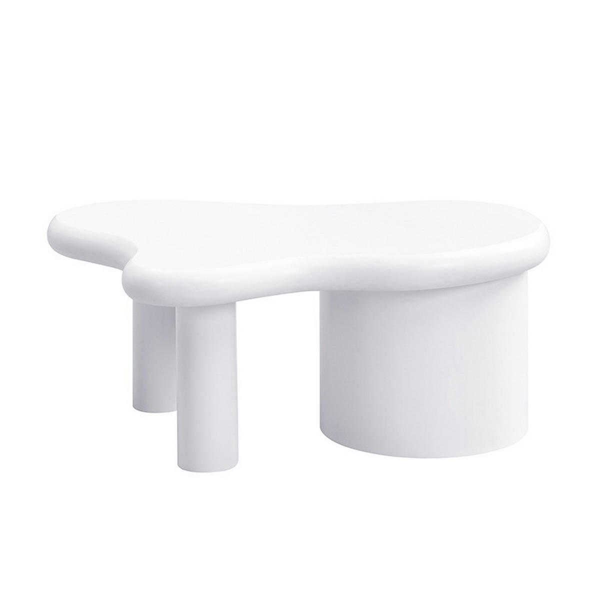 COUCHTISCH aus MDF 97x64x42 cm Weiß mit 2 Schubladen und abgerundeten Kanten - Weiß, Holzwerkstoff (97/64/42cm) - IVMEU