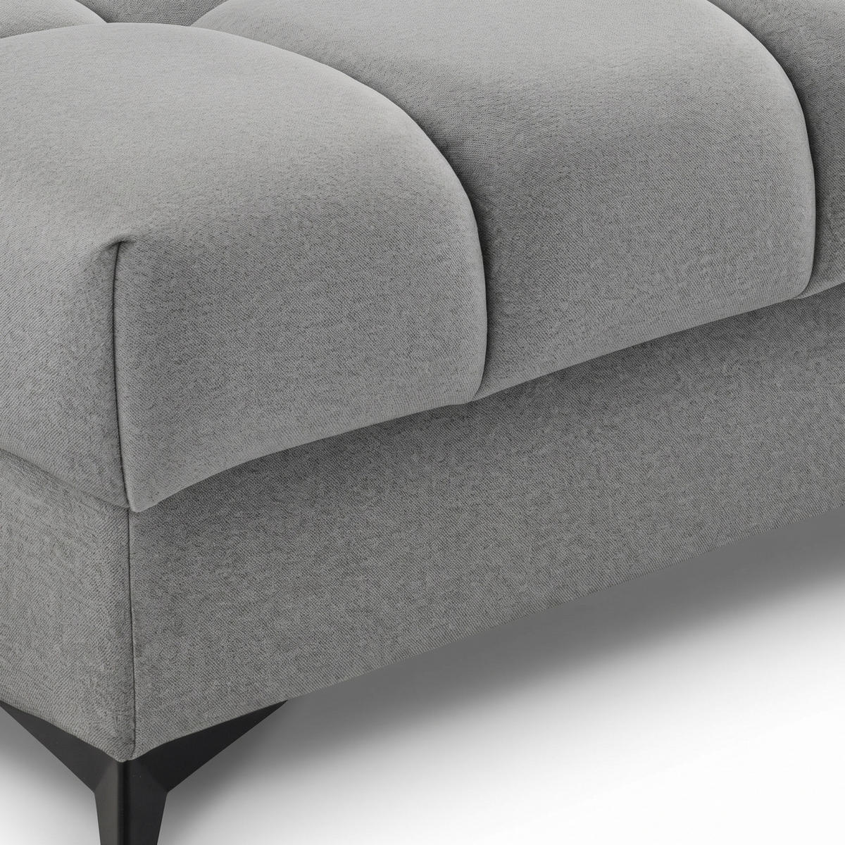 ECKSOFA PUDDING MAXI L Links mit Schlaffunktion 125x195 Velours Grau - Schwarz/Grau, Holz/Textil (203/350cm) - Muffo