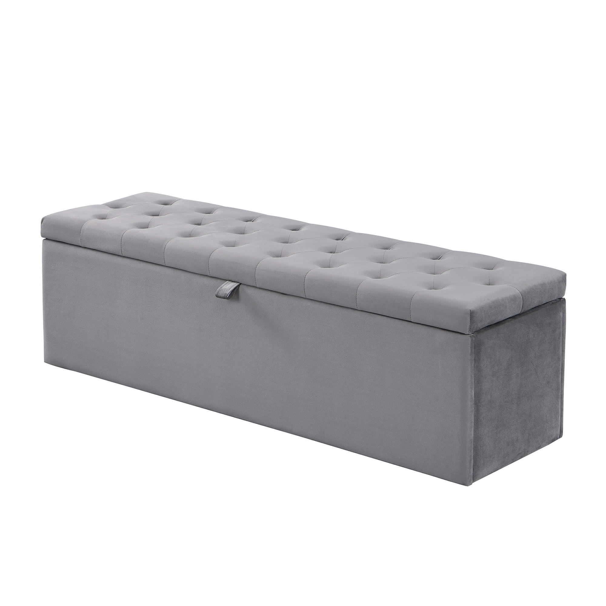 OKWISH LAVICE s úložným prostorem 138/41/42 cm šedá ze sametu