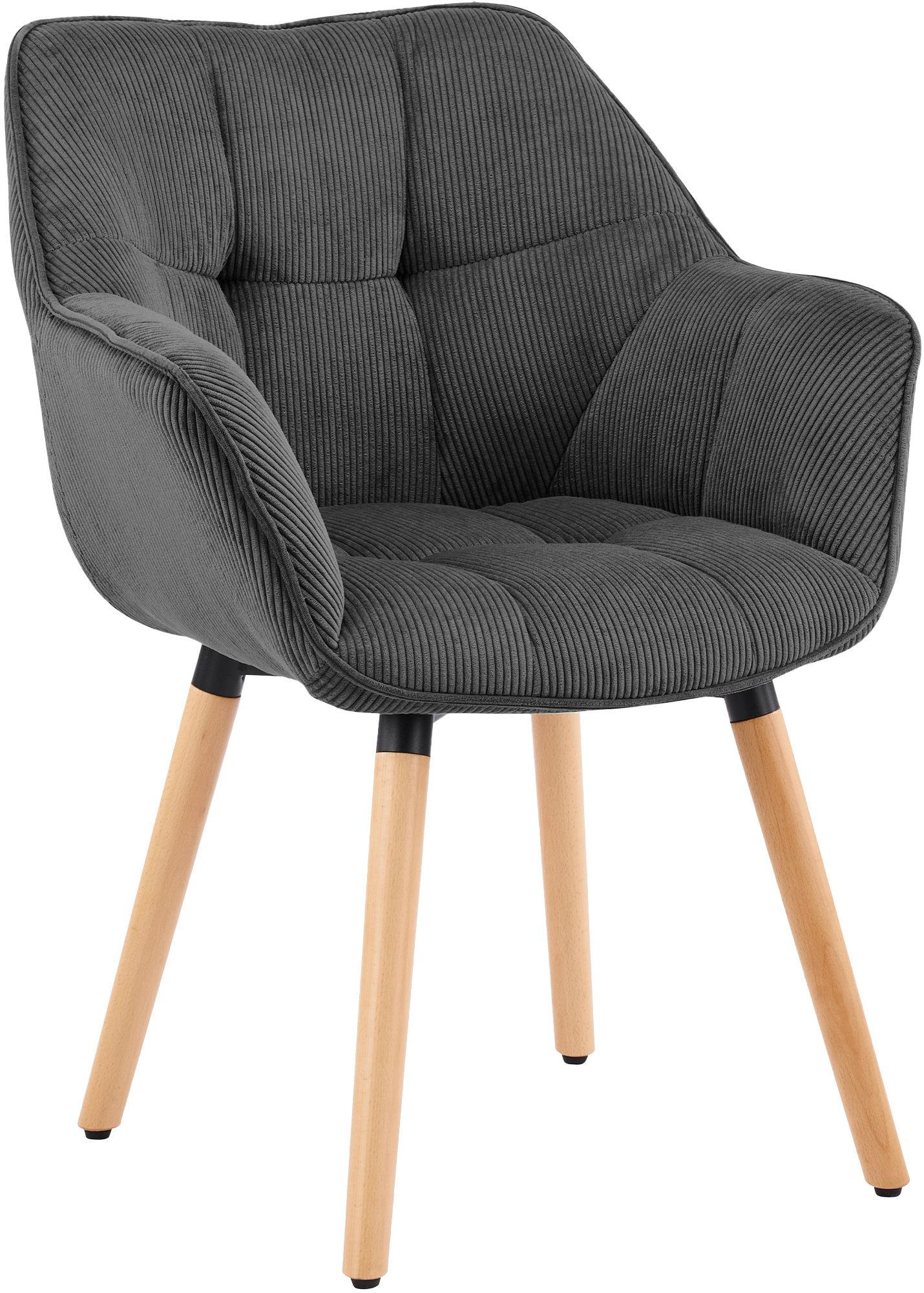ARMLEHNENSTUHL Cord Dunkelgrau - Dunkelgrau, Holz/Textil (63/82/60cm) - CLP