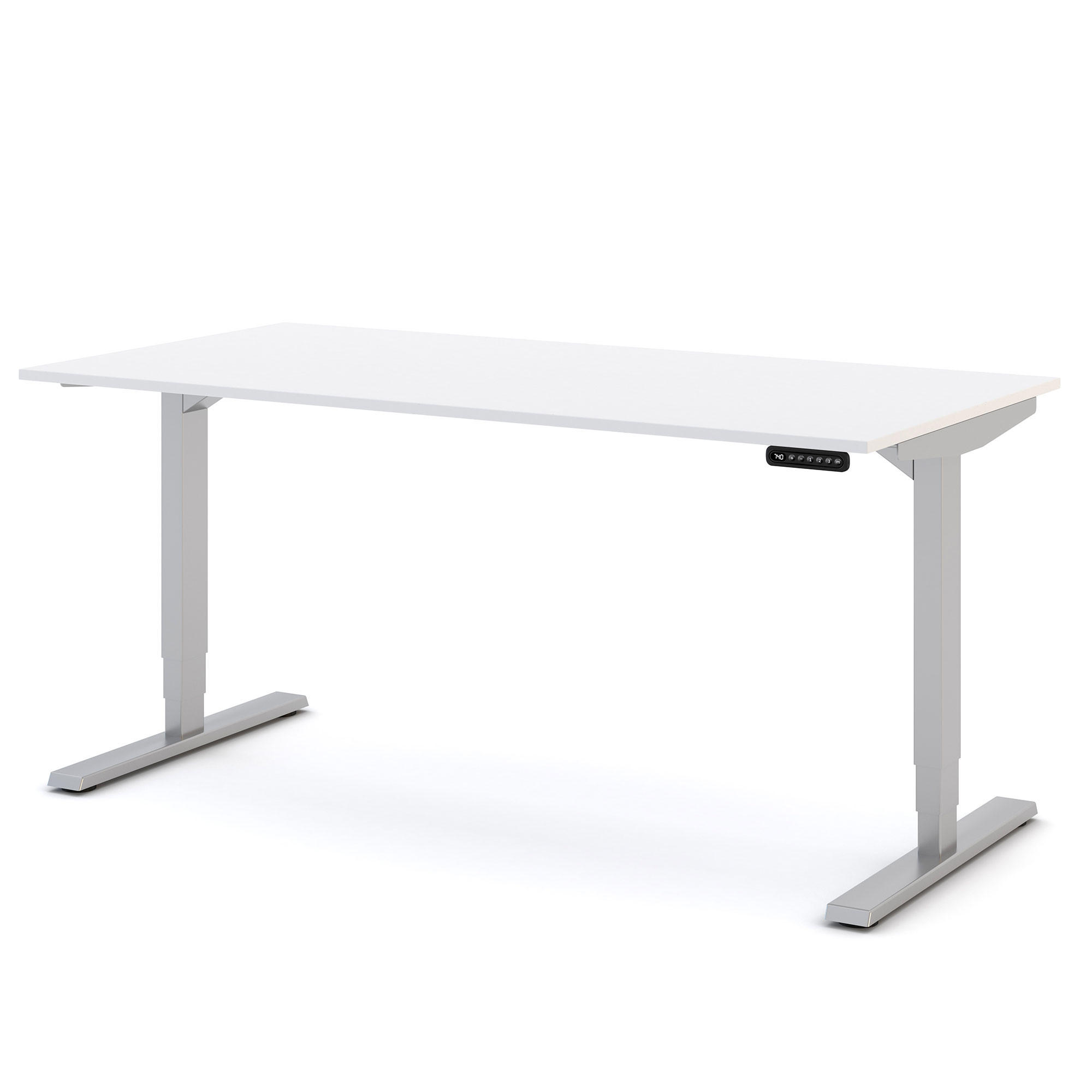 SCHREIBTISCH Elektrisch höhenverstellbarer Schreibtisch Y-Line Signalweiß Weißaluminium 160/80/62-127cm - Weiß Hochglanz/Silberfarben, Holzwerkstoff/Metall (80/160/127cm) - ASSMANN