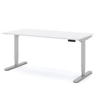 SCHREIBTISCH Elektrisch höhenverstellbarer Schreibtisch Y-Line Signalweiß Weißaluminium 160/80/62-127cm - Weiß Hochglanz/Silberfarben, Holzwerkstoff/Metall (80/160/127cm) - ASSMANN