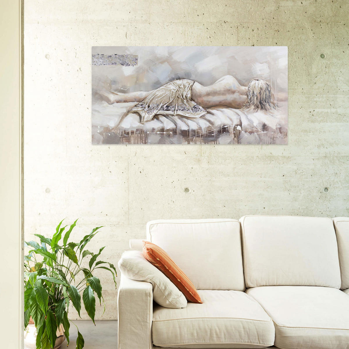 ÖLGEMÄLDE 120/60 cm - Beige, Holz/Textil (1.6/60cm) - KUNSTLOFT