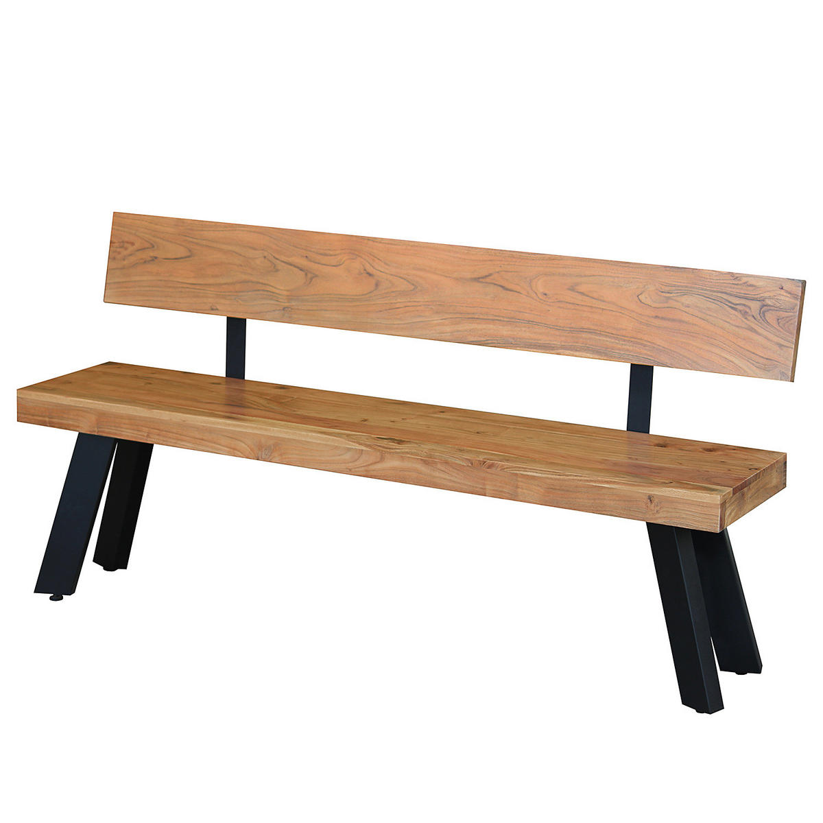SITZBANK - Akazie massiv / Eisen - Akaziefarben, Holz (160/80/38cm) - home24
