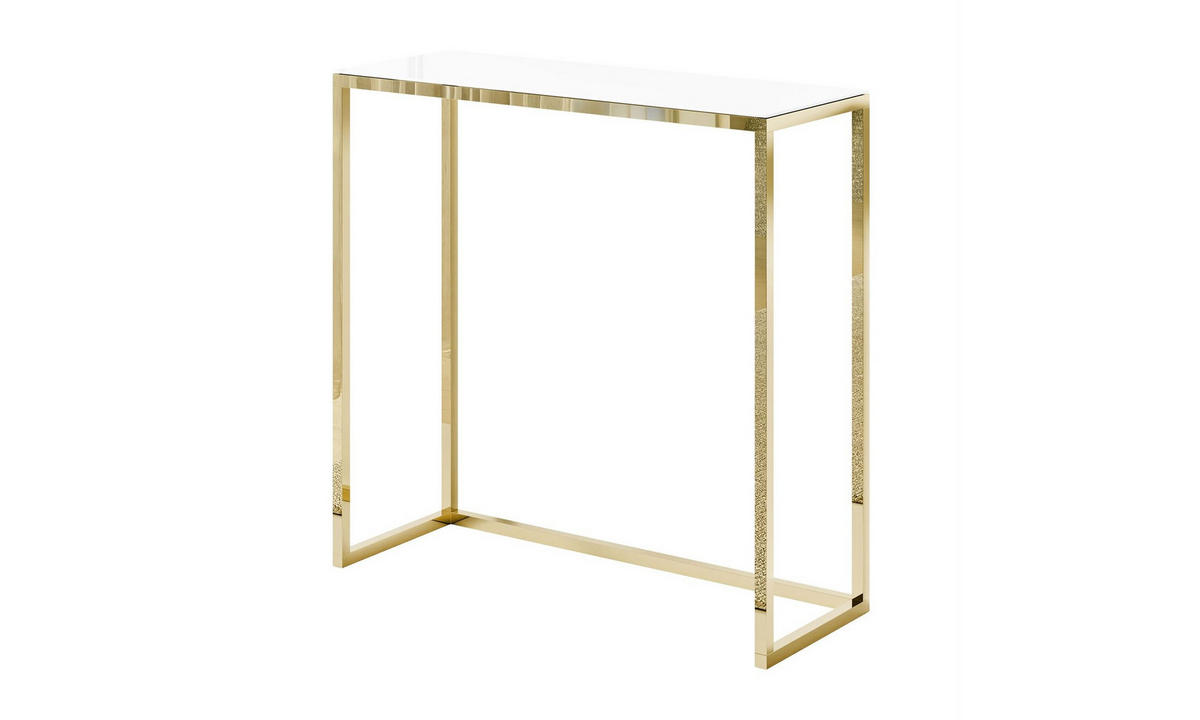 KONSOLE MODERN II GLASS 80/30/79 cm Goldchrom/Weiß - Goldfarben/Weiß, Glas/Metall (80/79/30cm) - Lookway