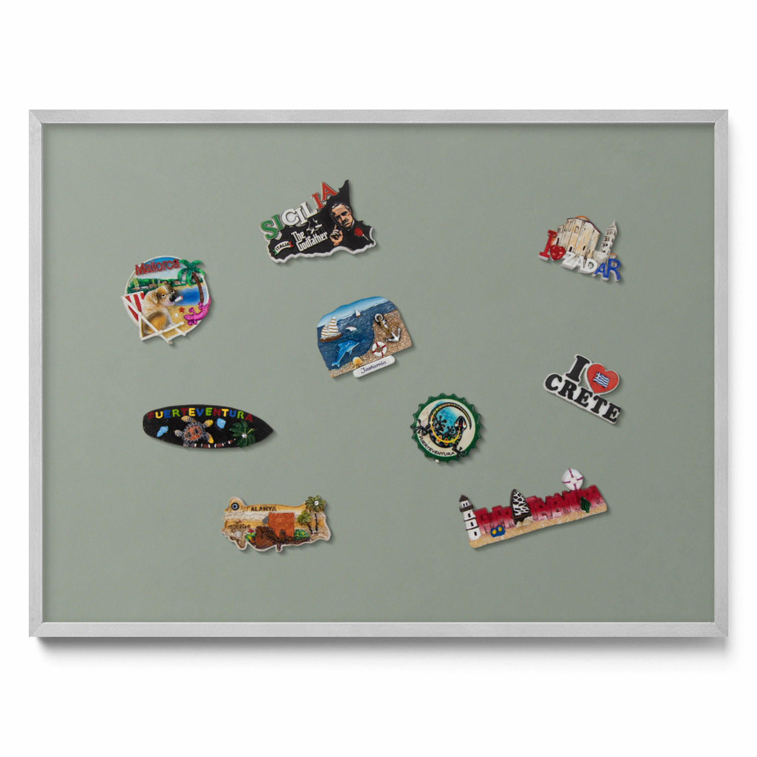 MAGNETTAFEL 80x60 cm Silberner Rahmen Helloliv - Eukalyptusholzfarben, Metall (80/60/0.4cm) - TULUP