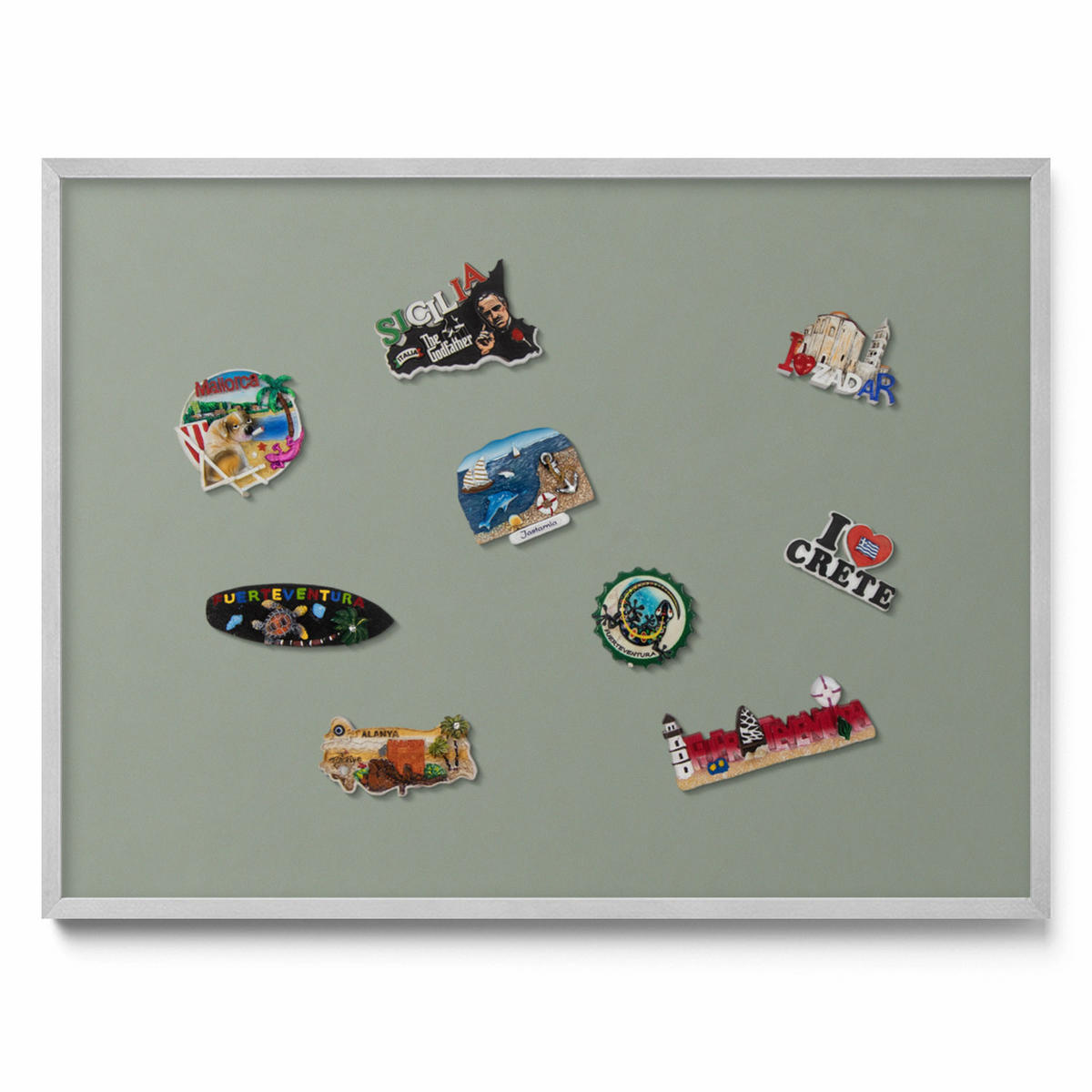 MAGNETTAFEL 80x60 cm Silberner Rahmen Helloliv - Eukalyptusholzfarben, Metall (80/60/0.4cm) - TULUP