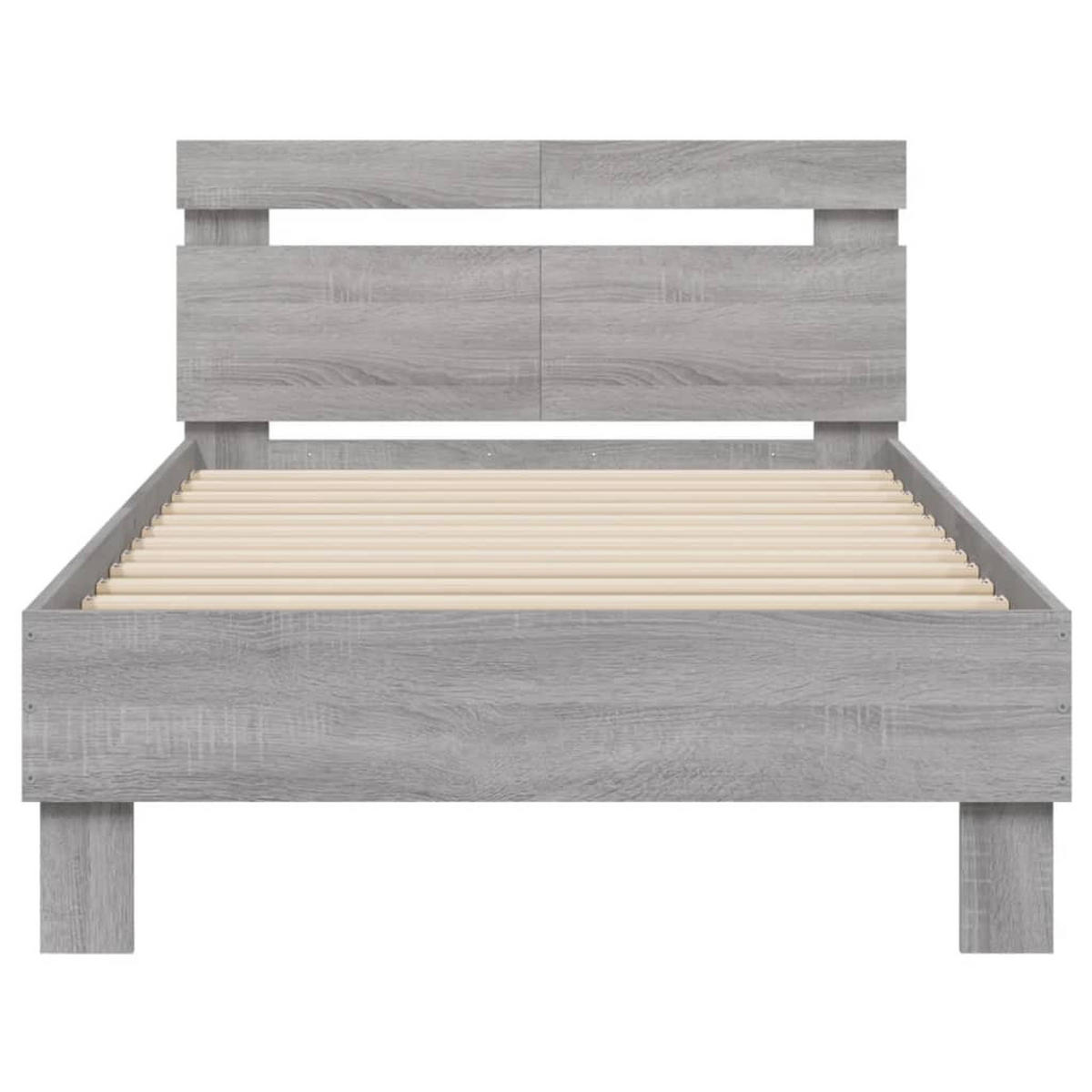 BETTGESTELL Mit Kopfteil Und Led-Leuchten Grau Sonoma 100/200Cm - Grau, Holzwerkstoff (100/200cm) - vidaXL