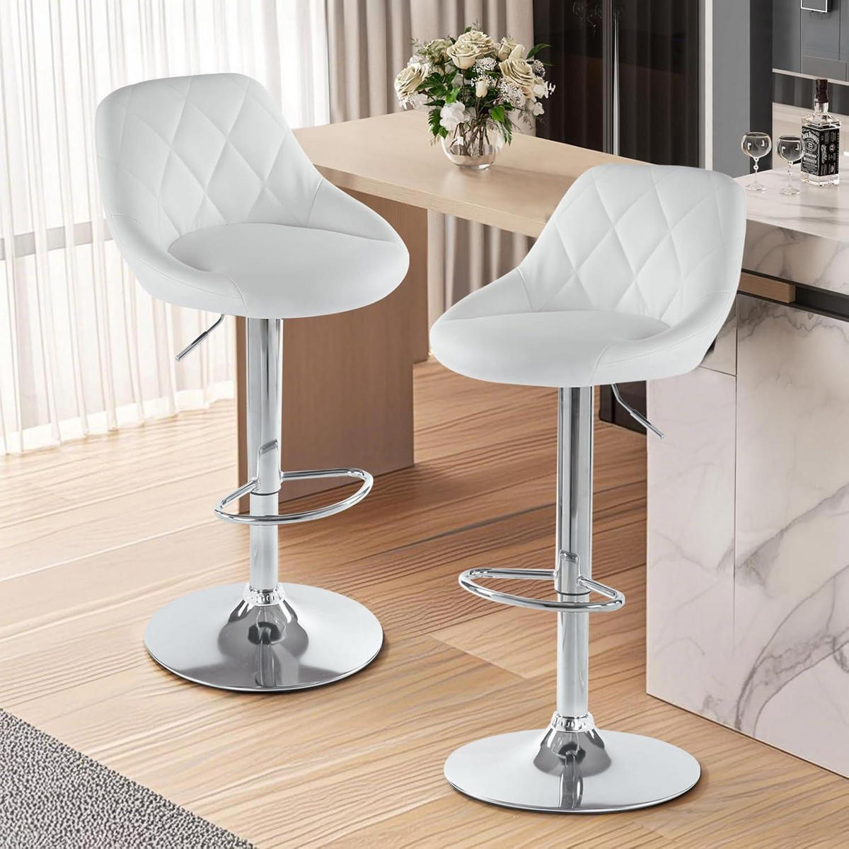 BARHOCKER 2er Set höhenverstellbar Weiß - Weiß, Kunststoff (40/83/40cm)