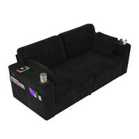2-SITZER Sofa aus Chenille 172x75x82 cm in Schwarz mit USB & Stauraumschubladen - Schwarz, Textil (75/82/172cm) - Modfu