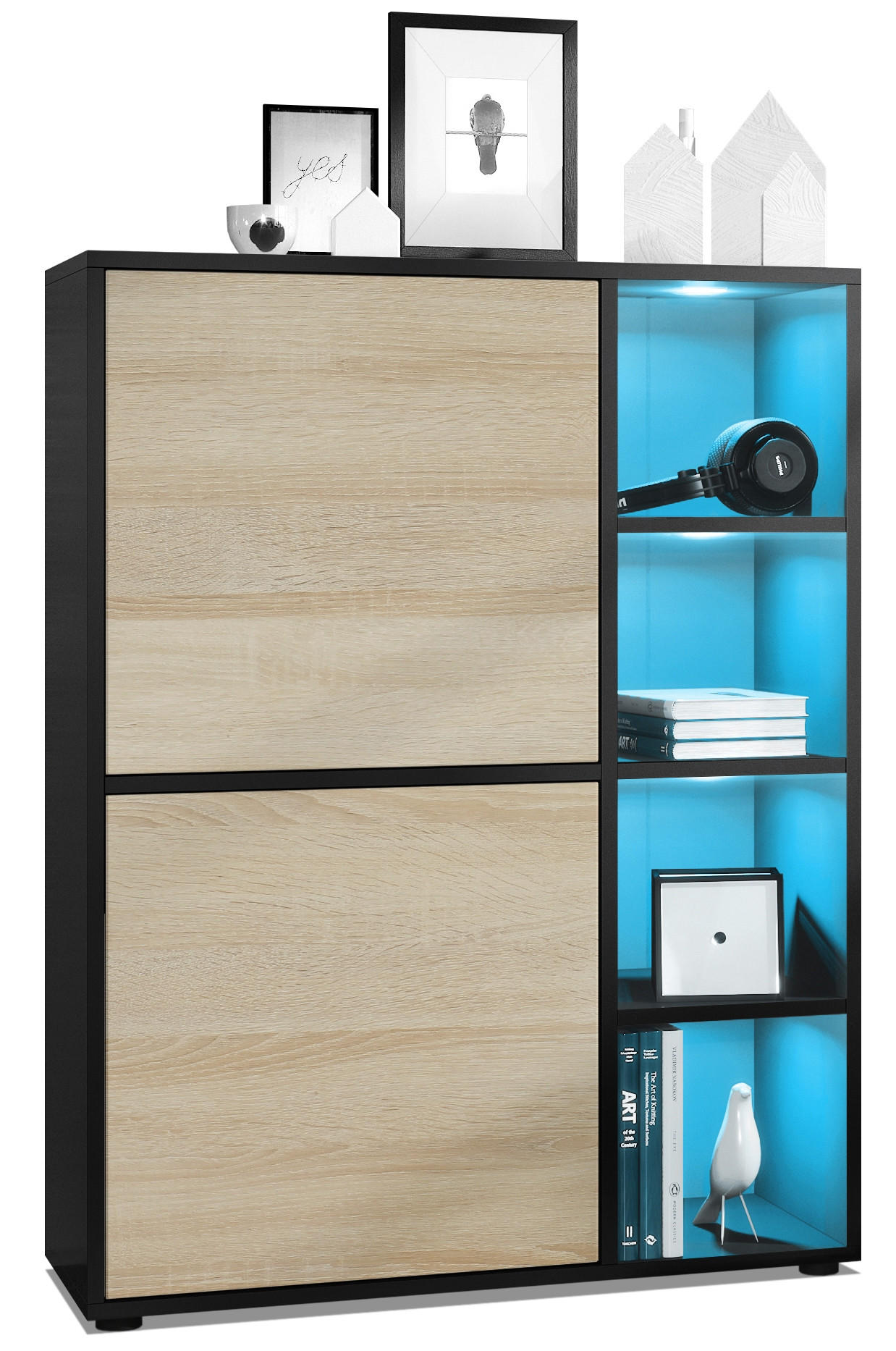 HIGHBOARD Cuba Türen in Eiche sägerau - Eiche San Remo, Holzwerkstoff (79/105.5/35.5cm) - Vladon
