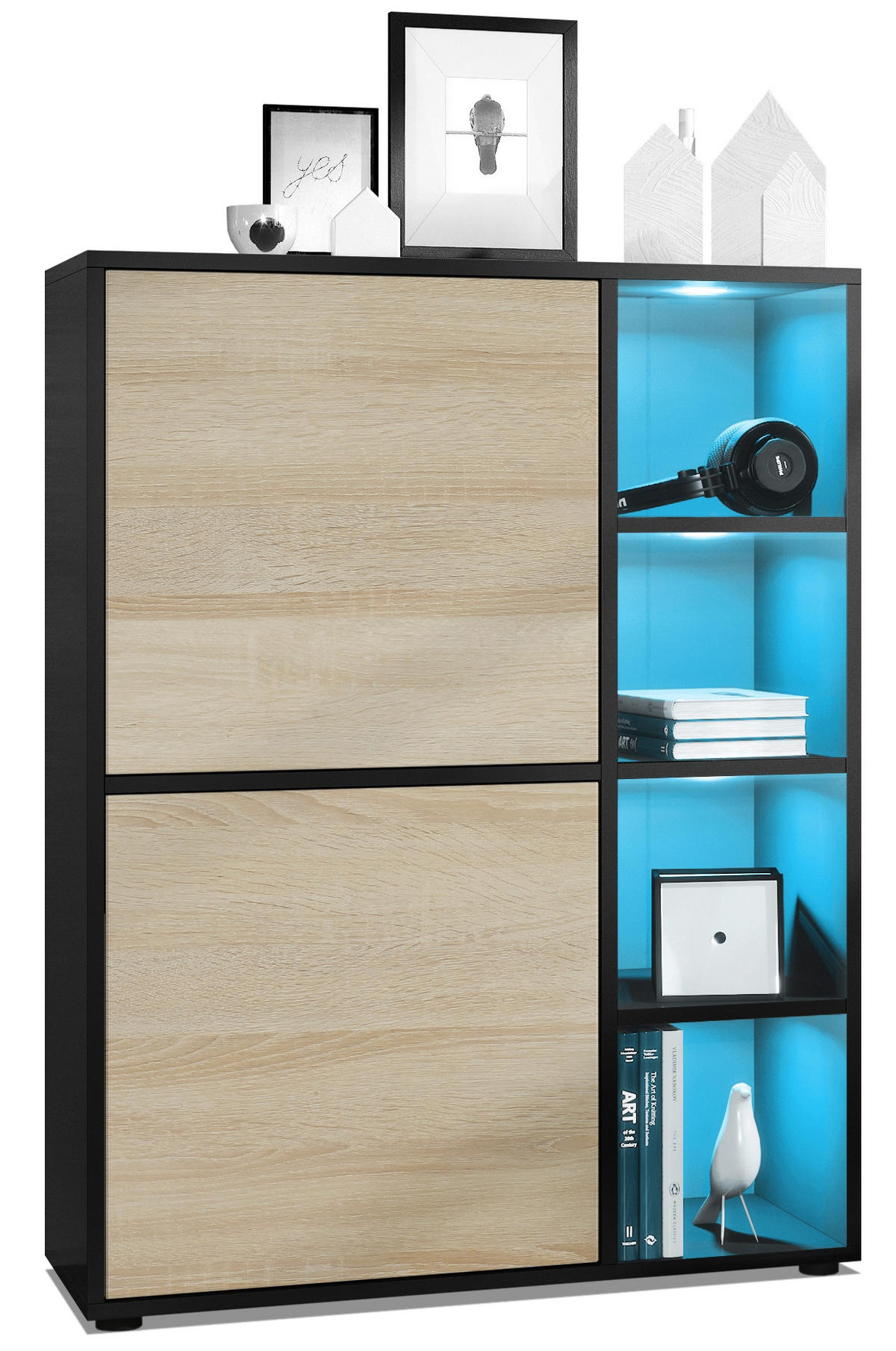 HIGHBOARD Cuba Türen in Eiche sägerau - Eiche San Remo, Holzwerkstoff (79/105.5/35.5cm) - Vladon