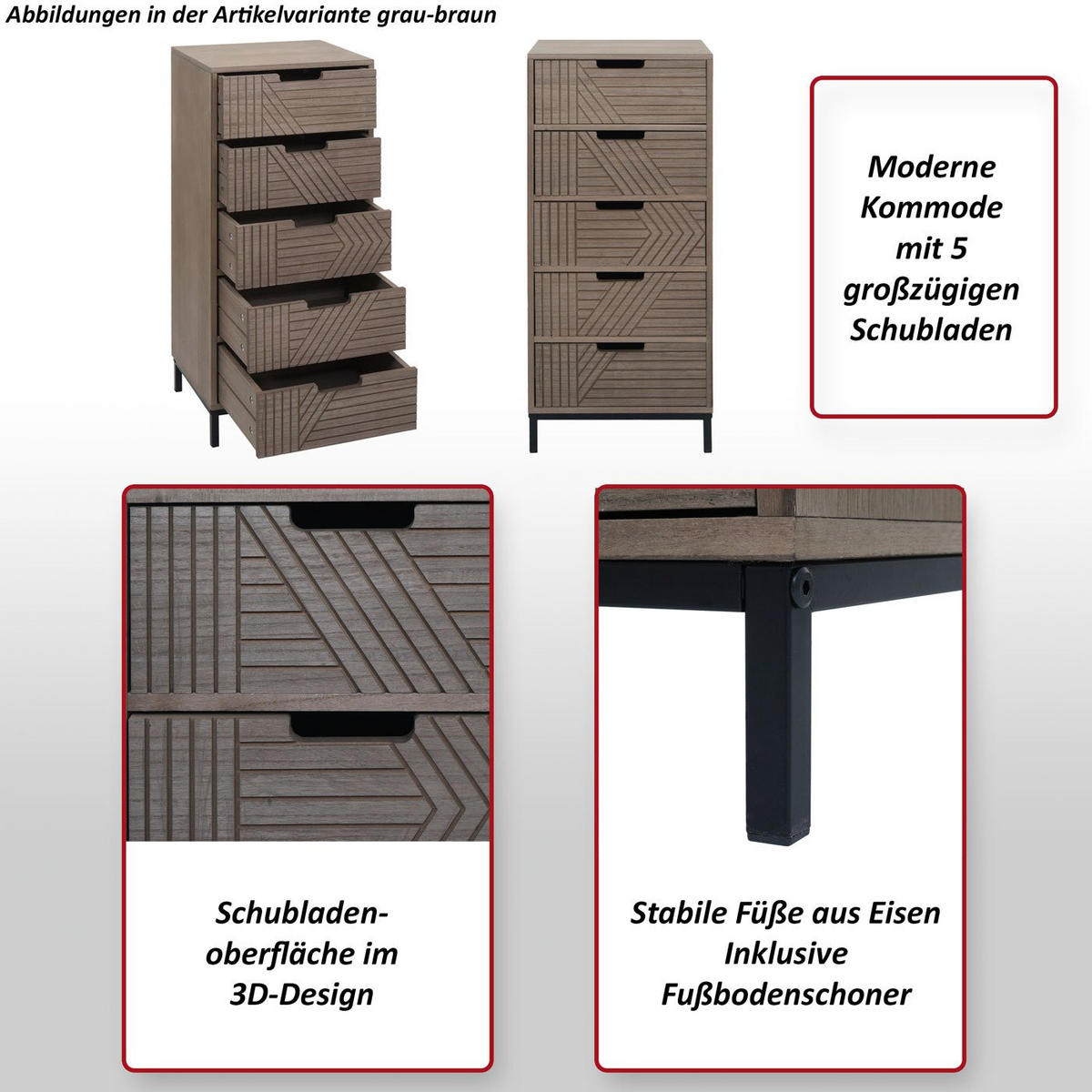 KOMMODE Braun - Braun, Holz (35/84/29cm) - MCW