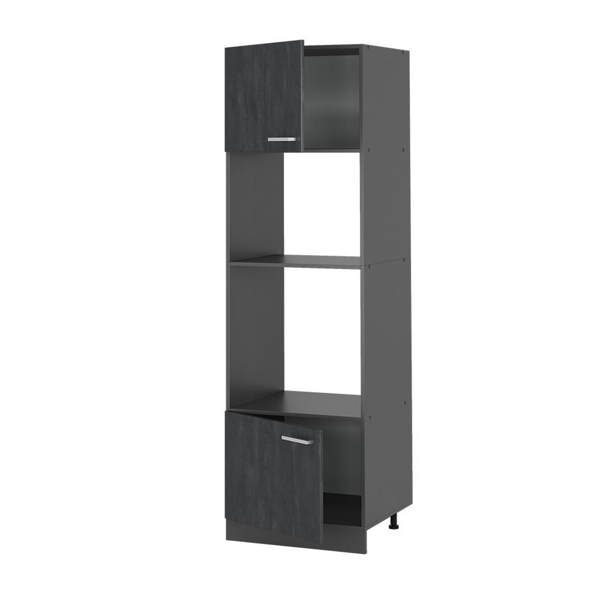 MIKROWELLENSCHRANK R-Line Schwarz Beton 60 cm - Anthrazit/Schwarz, Holzwerkstoff (60/206.8/57.2cm) - Vicco