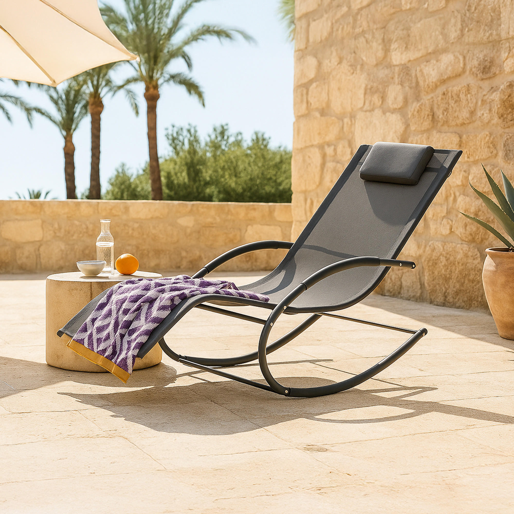 Thumbnail - [en.casa] Schaukelliege, Dunkelgrau, Metall, 174x88x63 cm, Gartenmöbel, Gartenstühle, Liegestühle