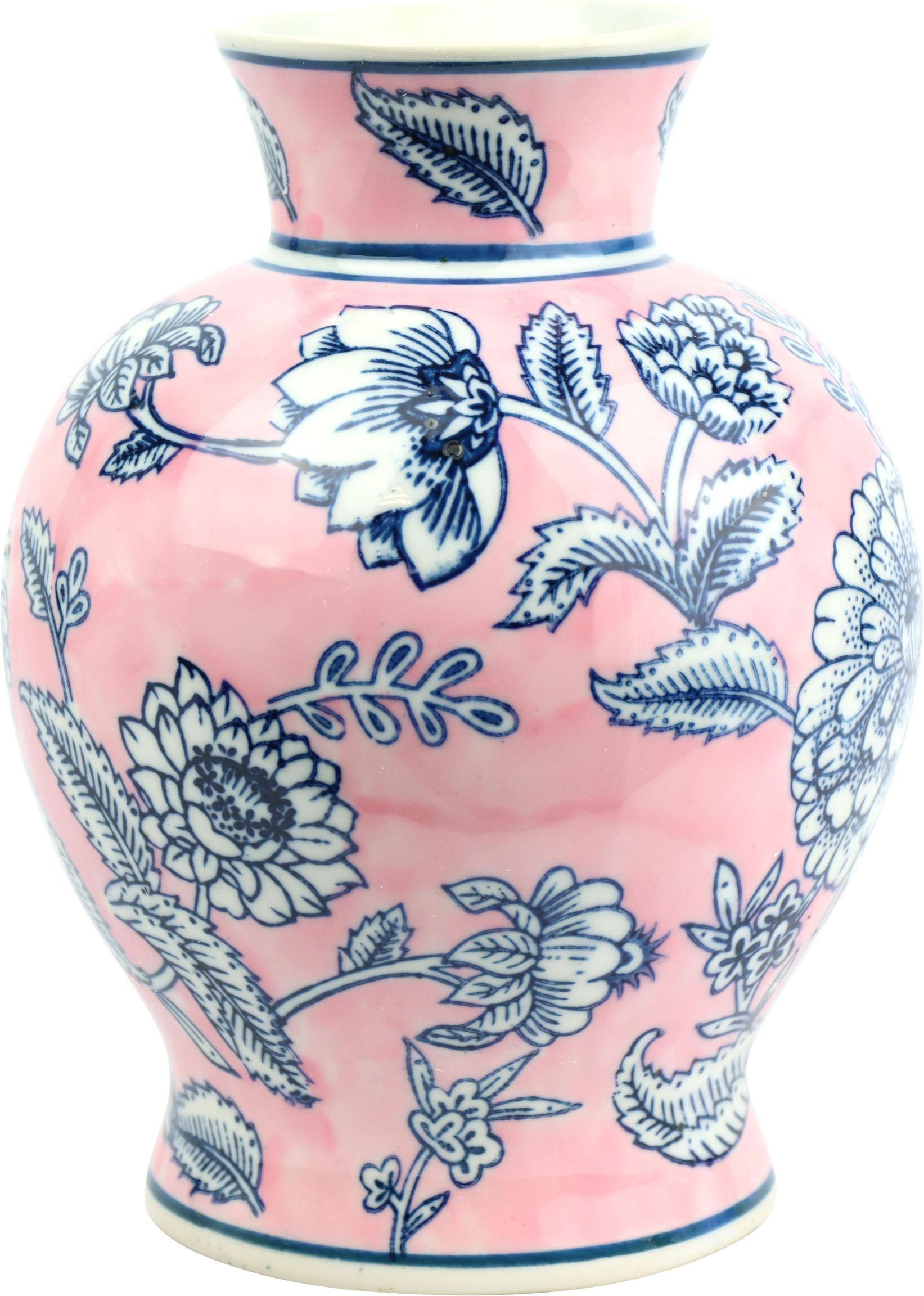 VASE Ming Porzellan rosa mit Blumenmotiv - Rosa, Keramik (21cm) - FURNARO