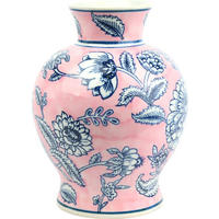 VASE Ming Porzellan rosa mit Blumenmotiv - Rosa, Keramik (21cm) - FURNARO