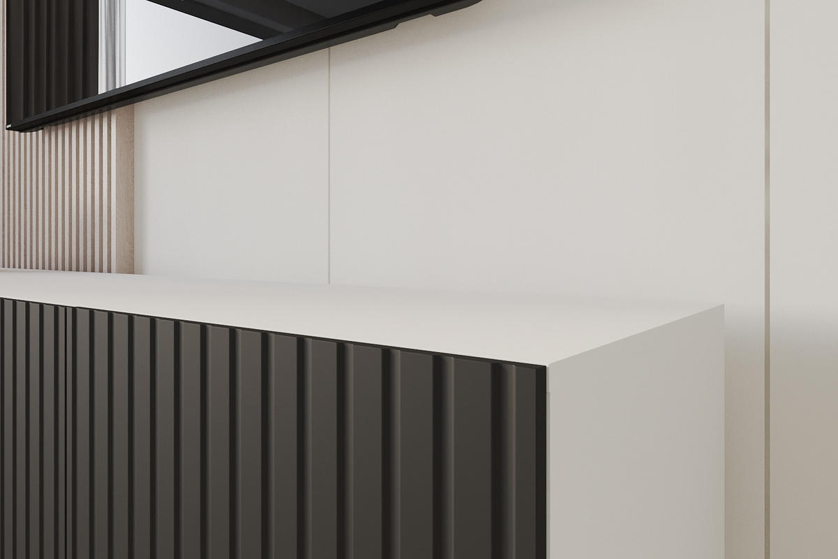 LOWBOARD KITO-W 3x100x40x41 cm - Weiß / Schwarz - Schwarz, Holzwerkstoff (300/40/41cm) - ALTDECOR