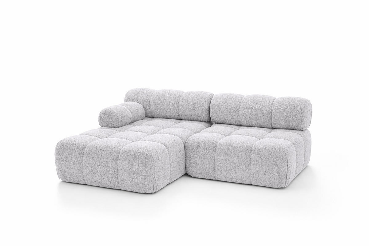 ECKSOFA L-Form Mini II Modular, Bouclé-Stoff Abriamo, Hellgrau, Links, Selia - Hellgrau, Holz (190/160cm) - Kaiser Möbel