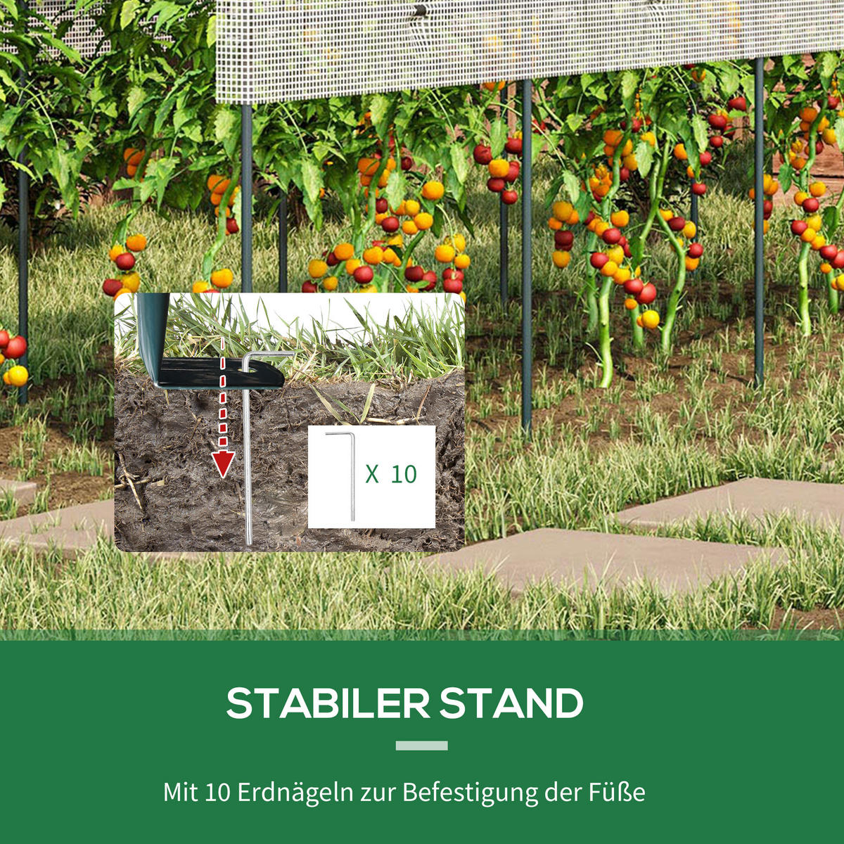 TOMATENGEWÄCHSHAUS, Winddichtes Foliengewächshaus, für Garten Balkon, Stahl, PE, Weiß - Weiß, Kunststoff/Metall (120/170/400cm) - Outsunny