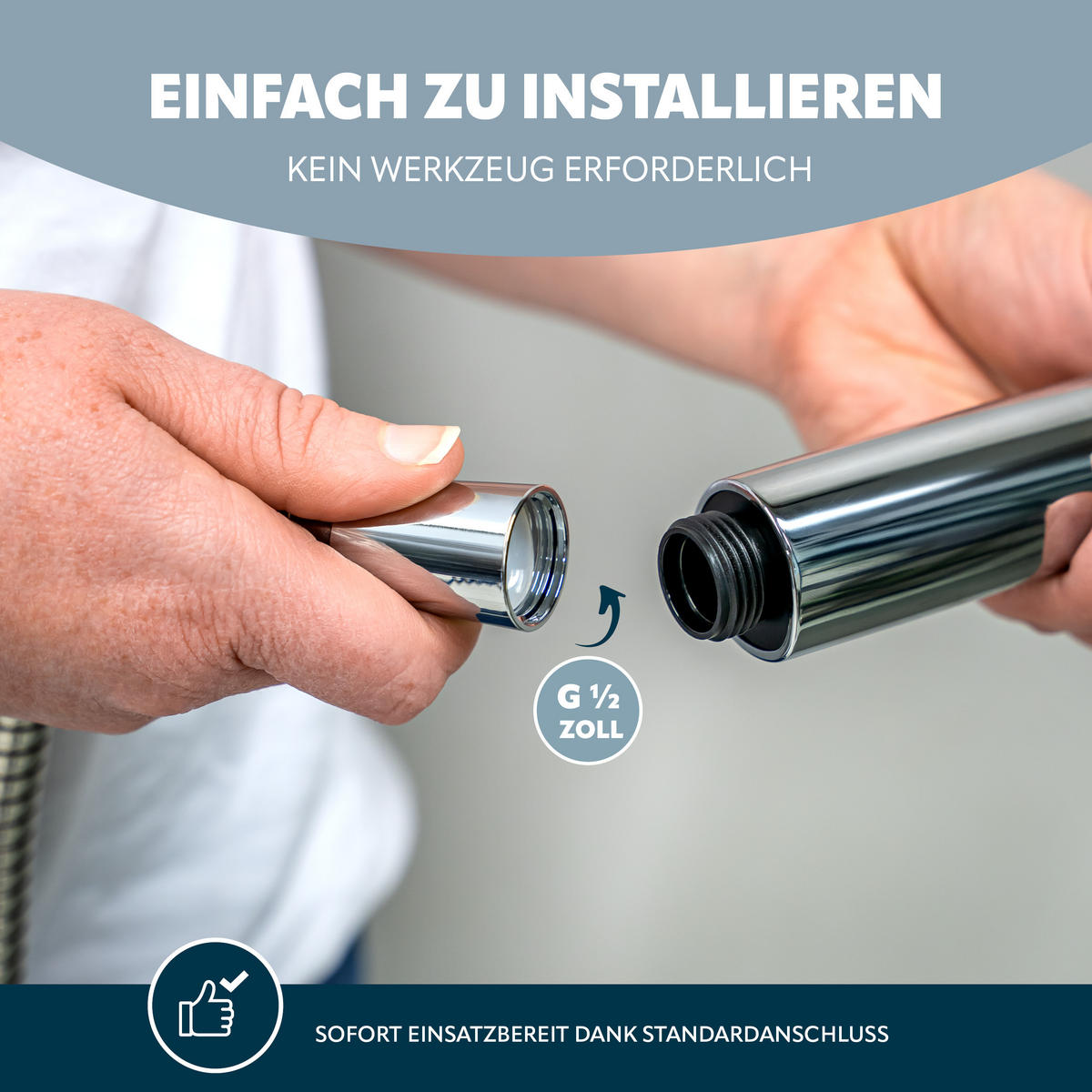 HANDBRAUSE, inkl. Schlauch, Strahlscheibe schwarz - Schwarz, Kunststoff (3cm) - eluno