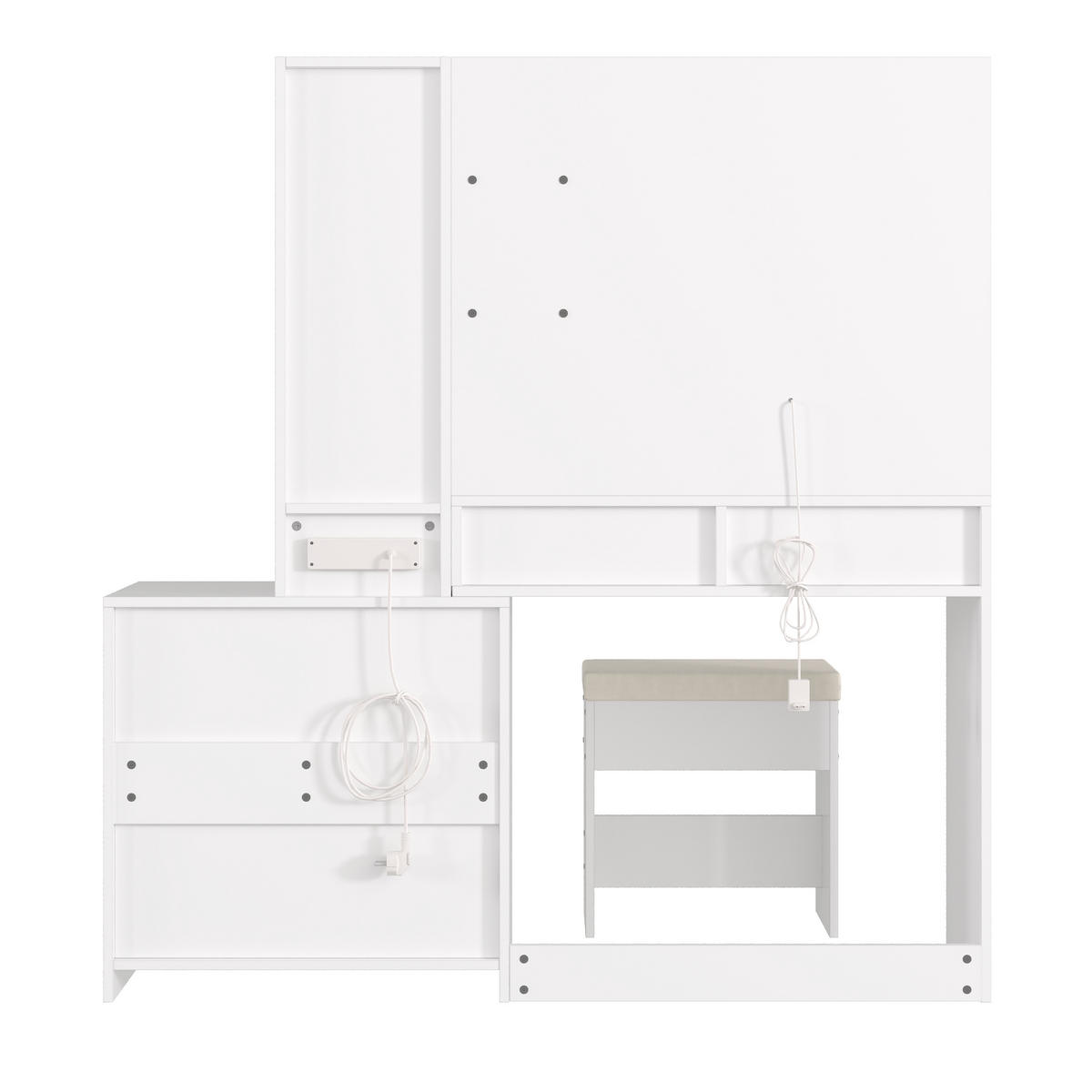 SCHMINKTISCH Weiß LED Spiegel 8 Schubladen 131x40x140cm - Weiß, Holzwerkstoff (40/140/131.5cm) - FLIEKS