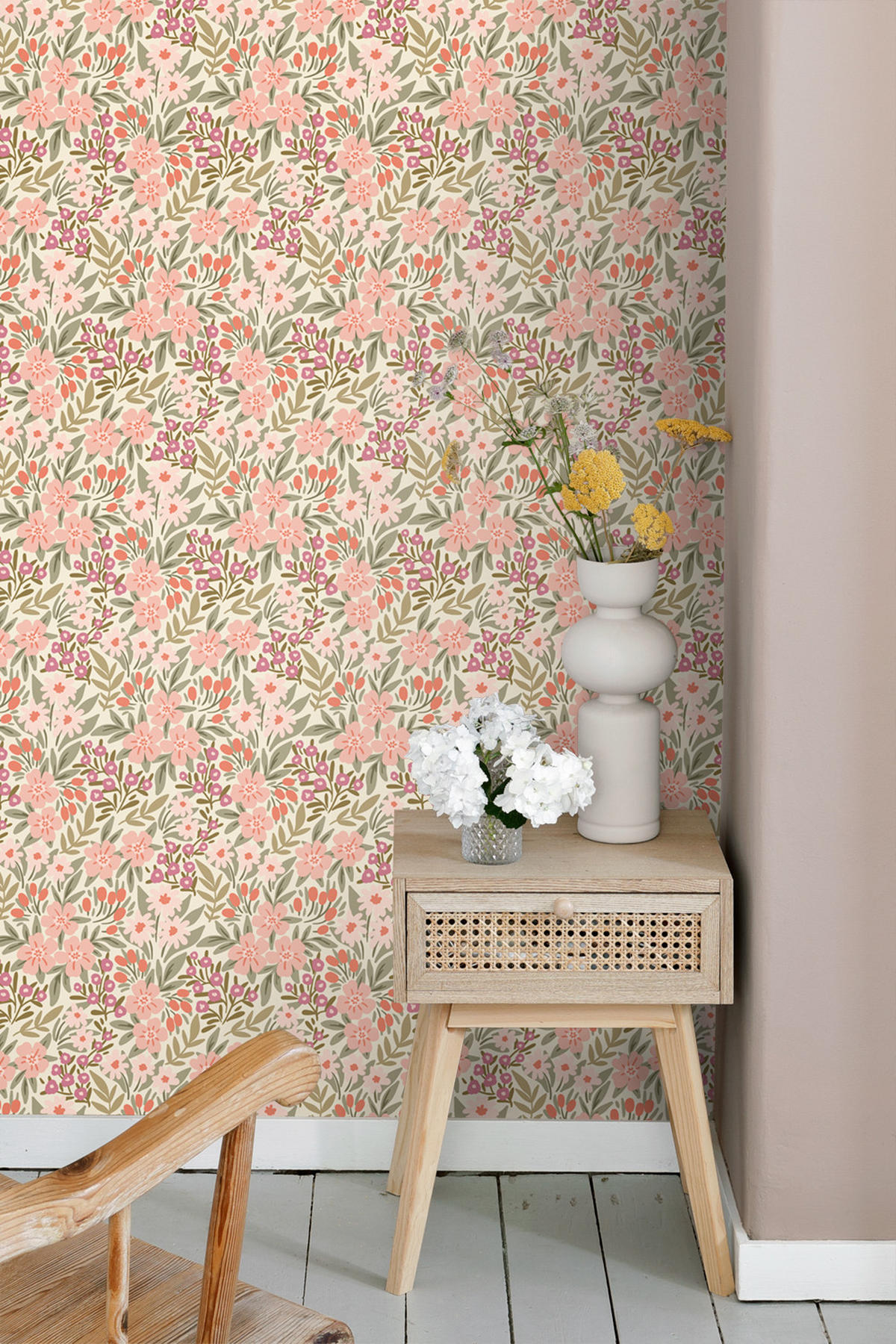 TAPETE Blumen 50 x 900 cm - Pink, Papier (50/900cm) - ESTAhome