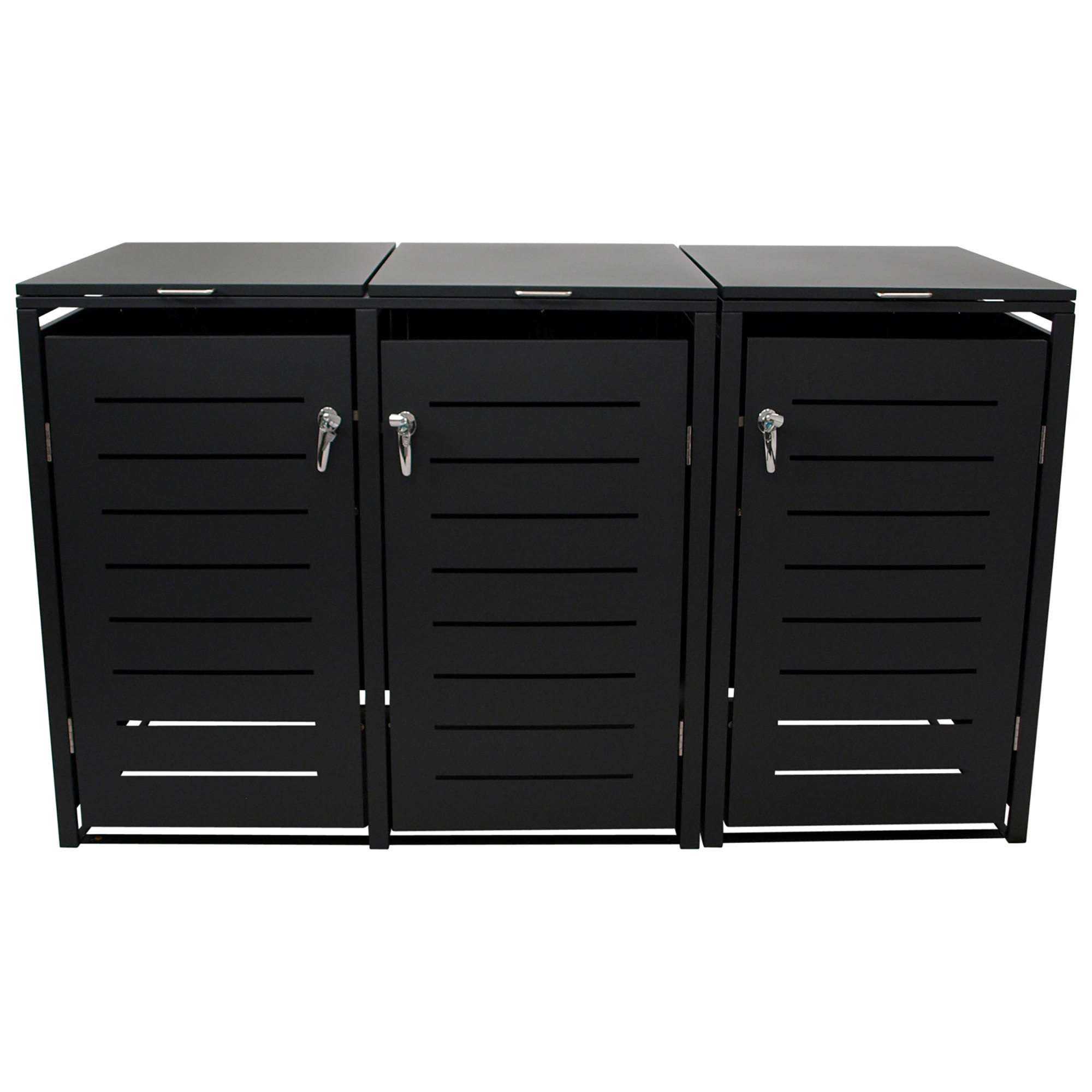 MÜLLTONNENVERKLEIDUNG London - Mülltonnenbox für 3 - Stahl verzinkt, anthrazit - Grau, Metall (198/116/80cm) - TPFGarden