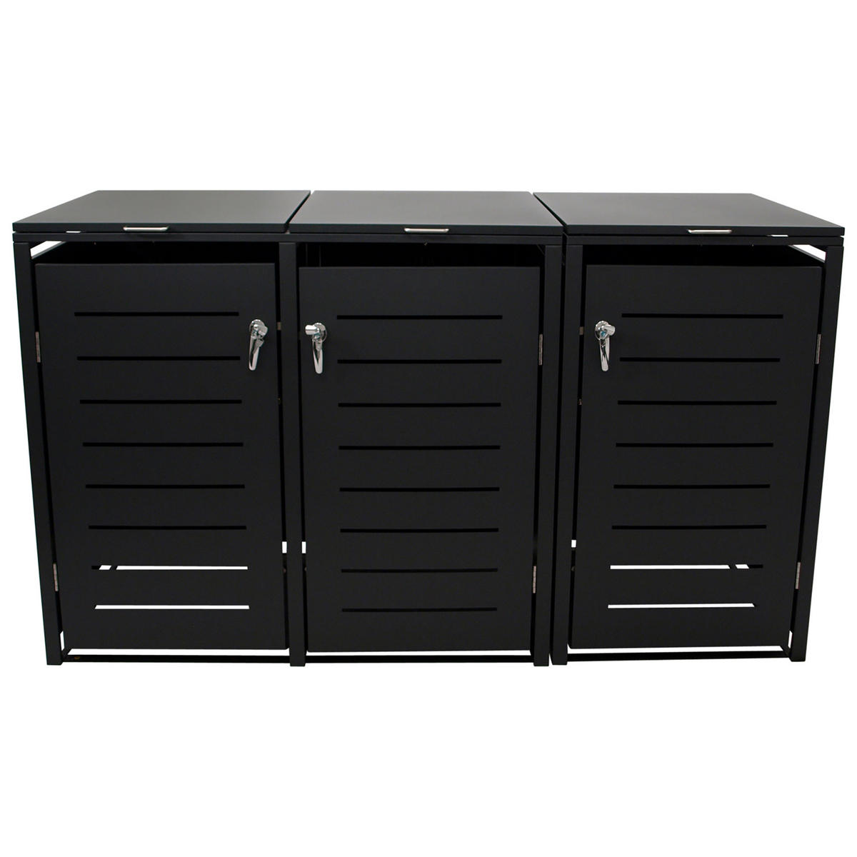 MÜLLTONNENVERKLEIDUNG London - Mülltonnenbox für 3 - Stahl verzinkt, anthrazit - Grau, Metall (198/116/80cm) - TPFGarden