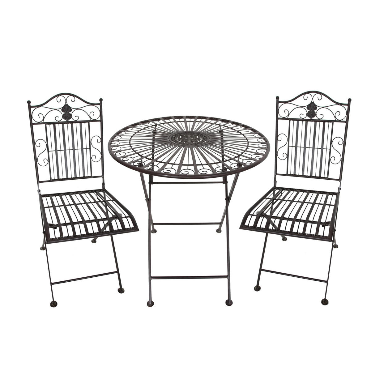 BALKONMÖBEL-SET Tamas klappbar Balkon-Set - Braun, Metall - DELUKE