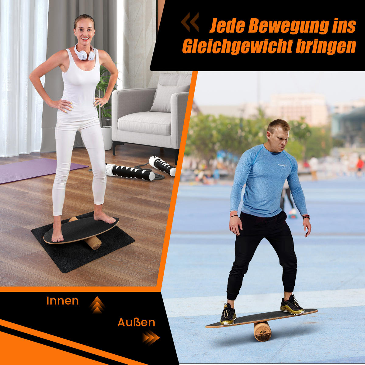 BALANCIERBRETT Schwarz - Schwarz, Holz (28/82cm) - COSTWAY