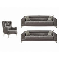 SITZGARNITUR Arica, Grau Stellvariante 3+3+1 - Grau, Holzwerkstoff/Kunststoff (240/80/95cm)