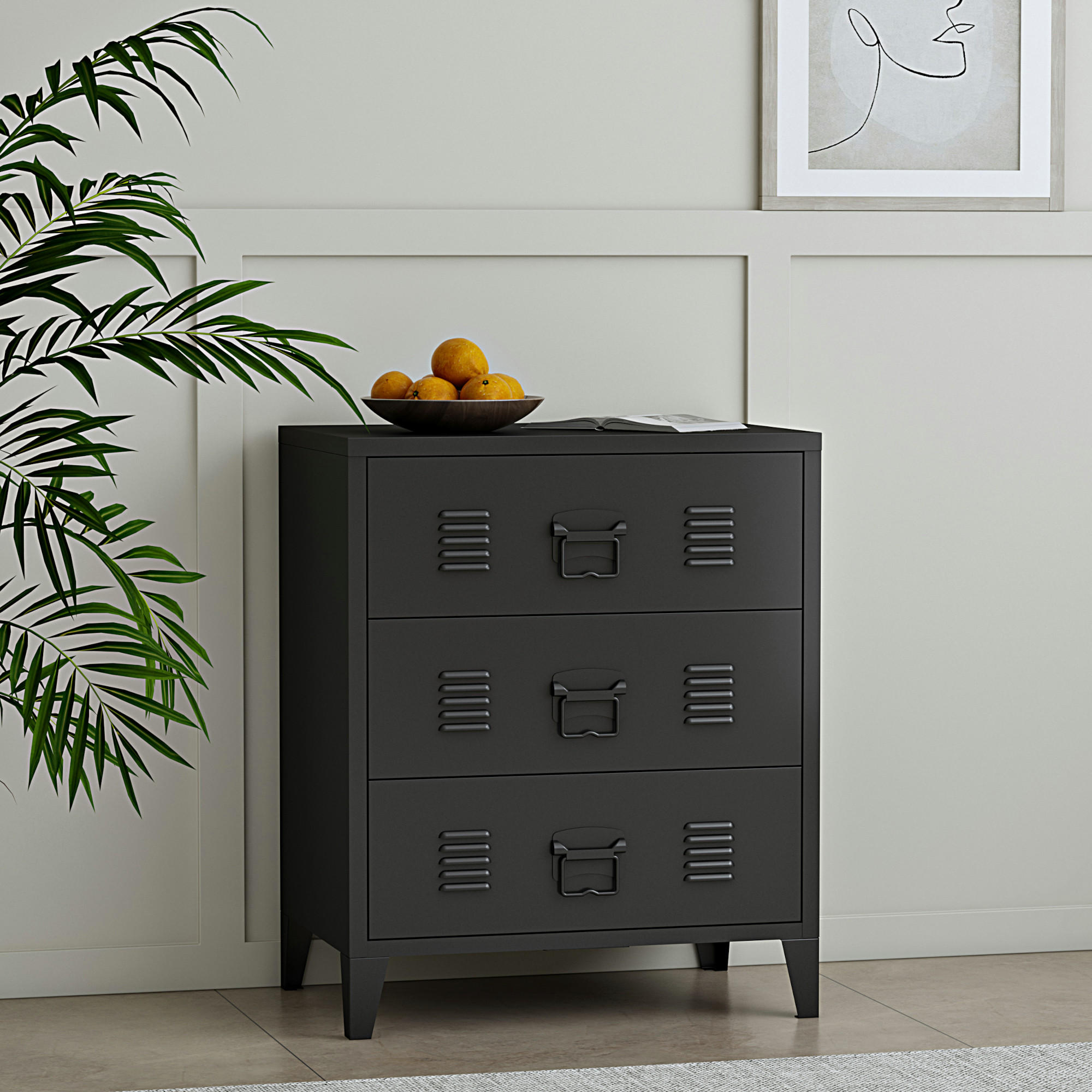 METALLSCHRANK Hämeenlinna - Schwarz, Metall (60/72/40cm) - [en.casa]