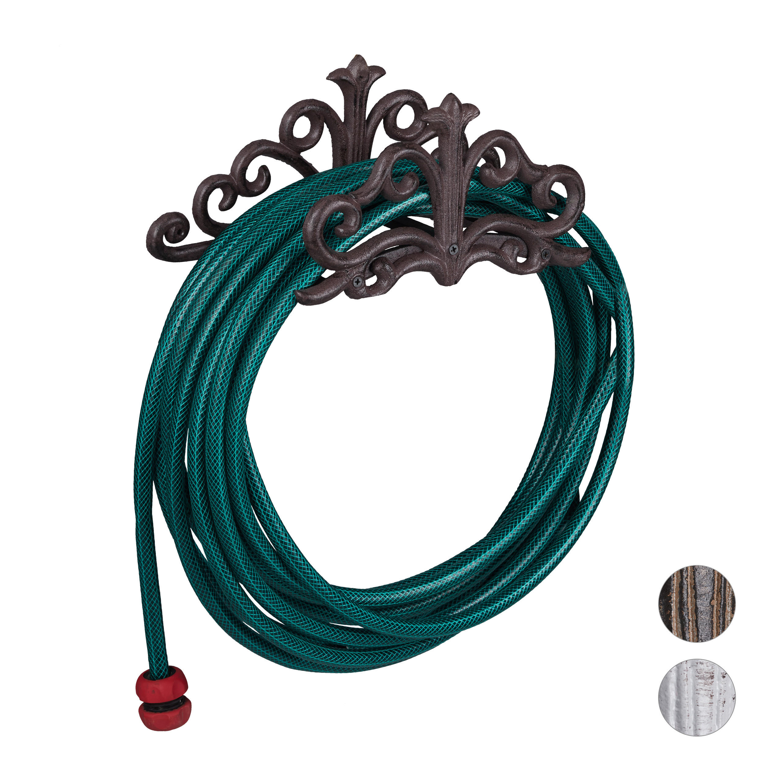 SCHLAUCHHALTER - Braun, Metall (36/15/15cm) - Relaxdays