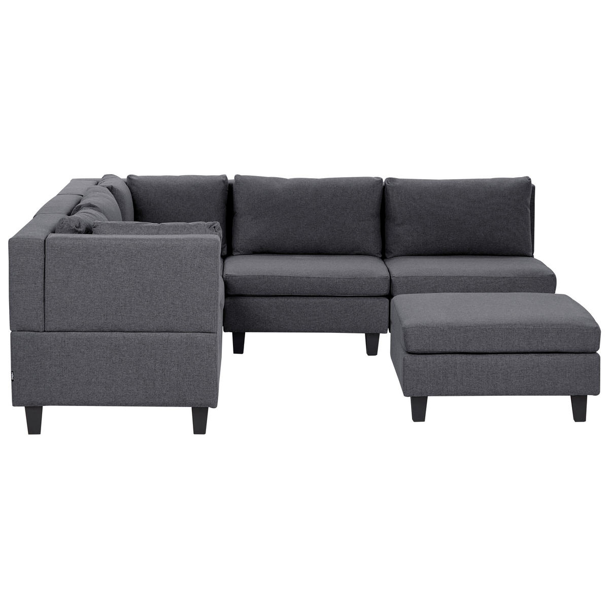 ECKFSOFA Modul 5-Sitzer rechtsseitig Dunkelgrau Stoff mit Ottomane Unstad - Dunkelgrau/Grau, Textil (228/228cm) - Beliani