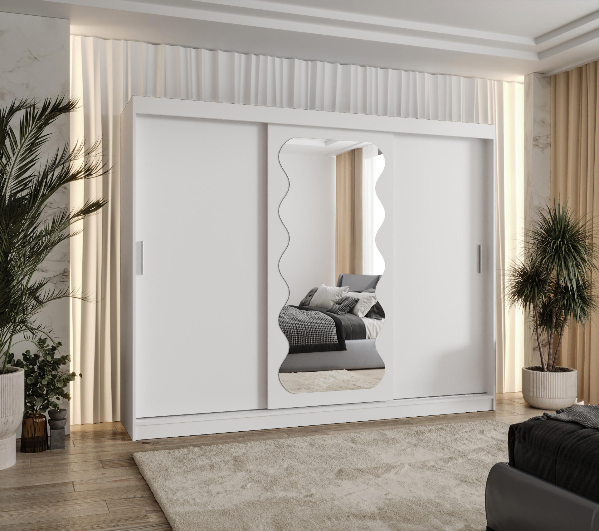 SCHWEBETÜRENSCHRANK 200/250/62 3-türig - Silberfarben/Weiß, Holz (250/200/62cm) - MÖBEL KRYSPOL