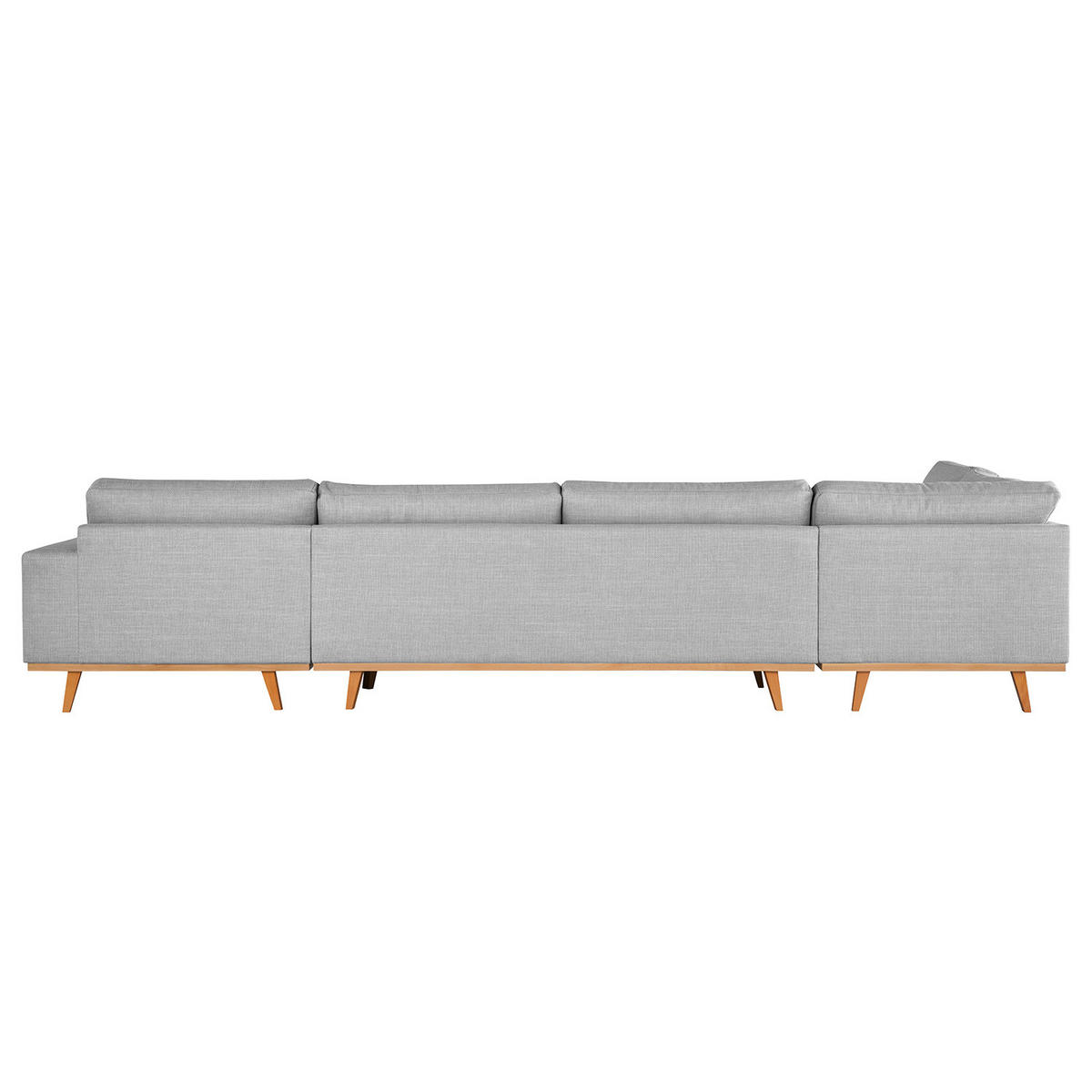 WOHNLANDSCHAFT mit Longchair - Buchefarben/Hellgrau, Buchenholz/Textil (371/81/219cm) - home24