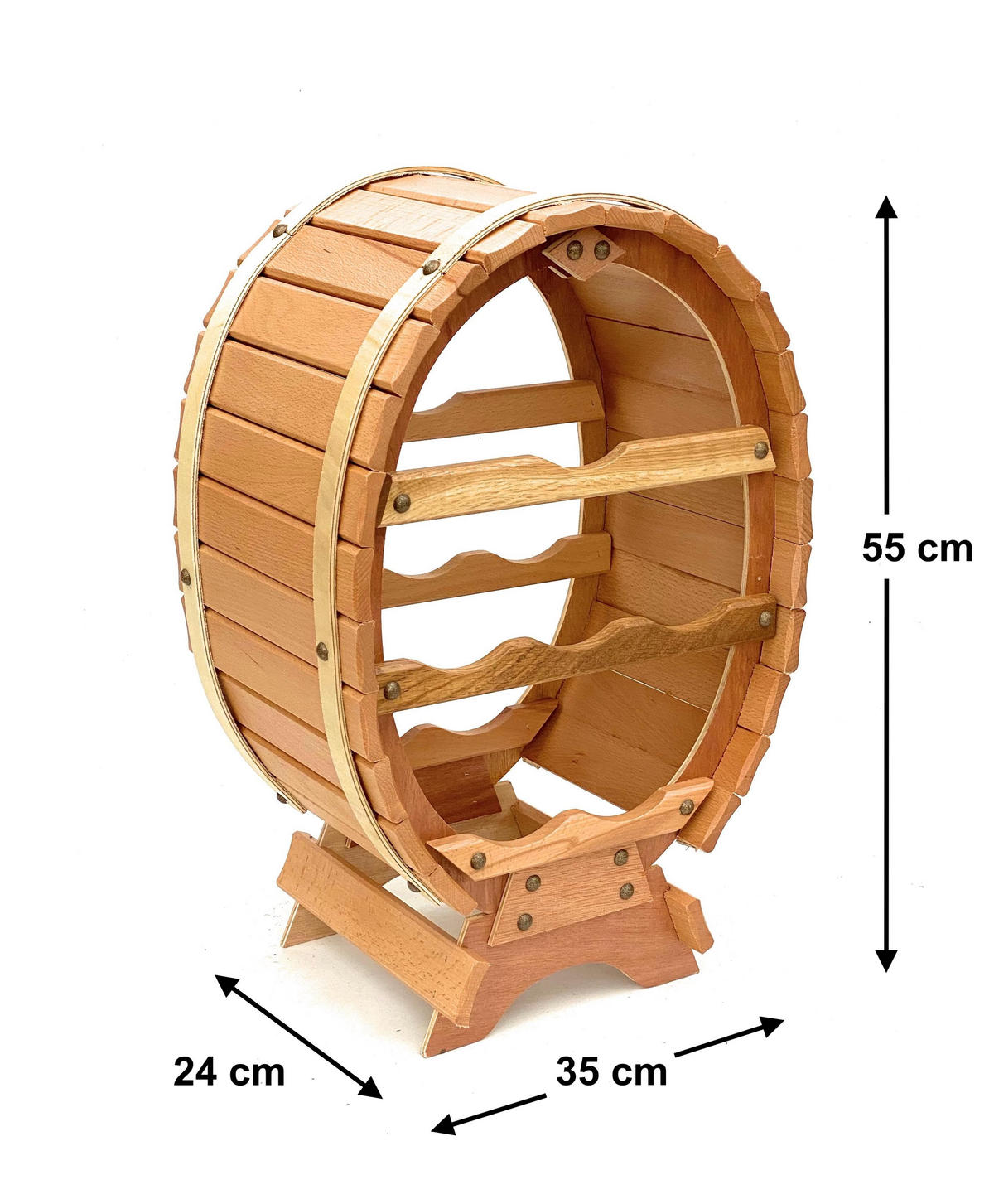 WEINREGAL Holz Stehend Weinfass 6 Flaschen Natur - Braun, Holz (35/55/24cm) - DanDiBo
