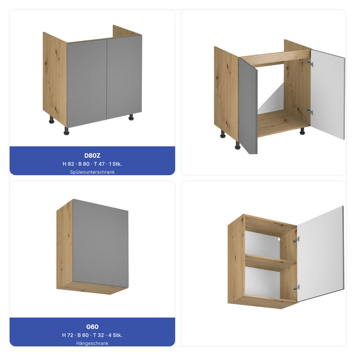 KÜCHENZEILE 320 cm - Langen KL16-M320 - in Beige / Matt - Beige, Holz (480/212/58cm)