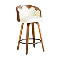 BARHOCKER 2er-Set Weiß mit Blüten-Rückenlehne und Fußstütze - Weiß, Holz (46.5/89/41.5cm) - PANGIVO