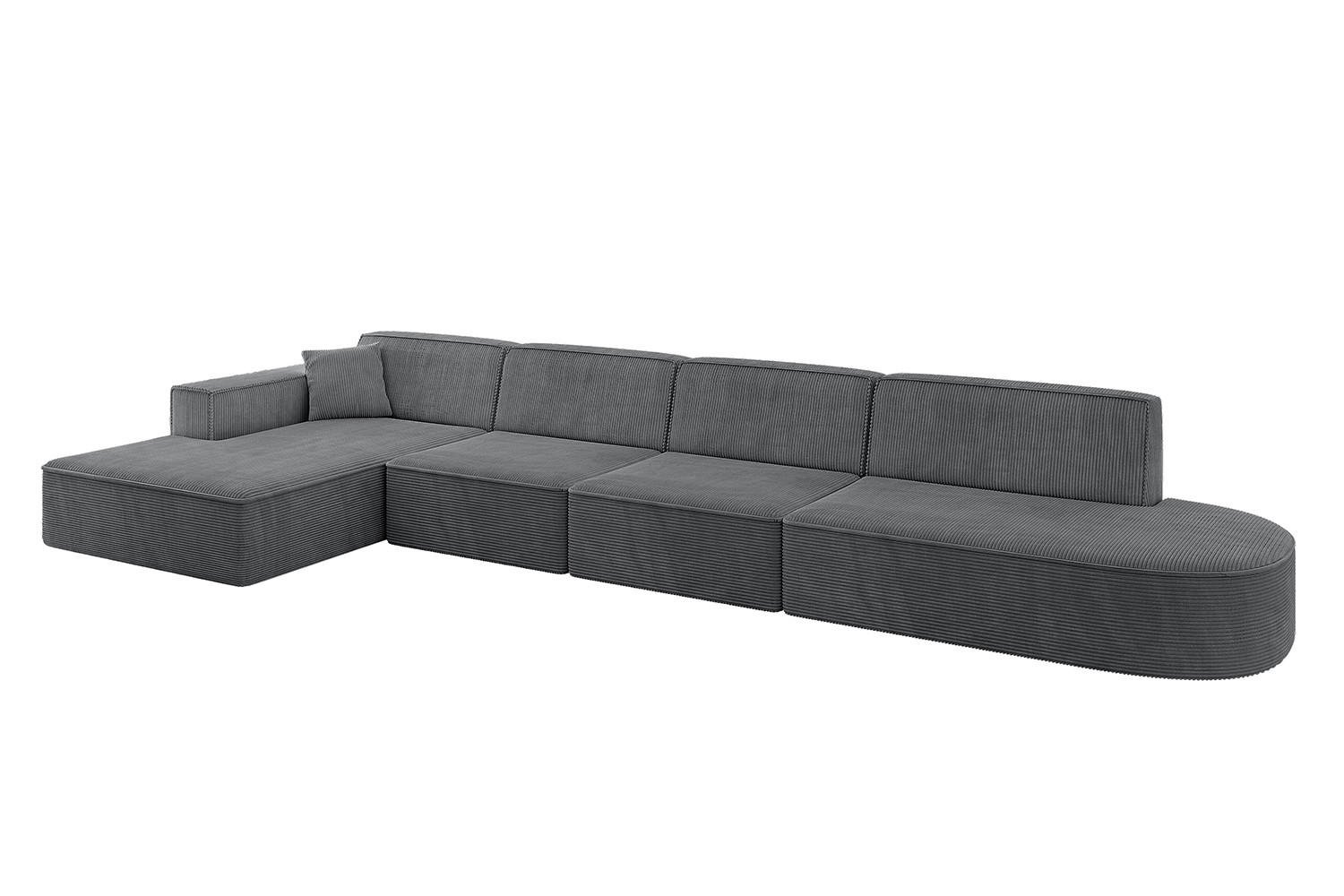 ALTDECOR ROHOVÁ SEDACÍ SOUPRAVA s otomanem vlevo IREA-L3-v4 – 412 × 165 × 77 cm, tmavě šedá