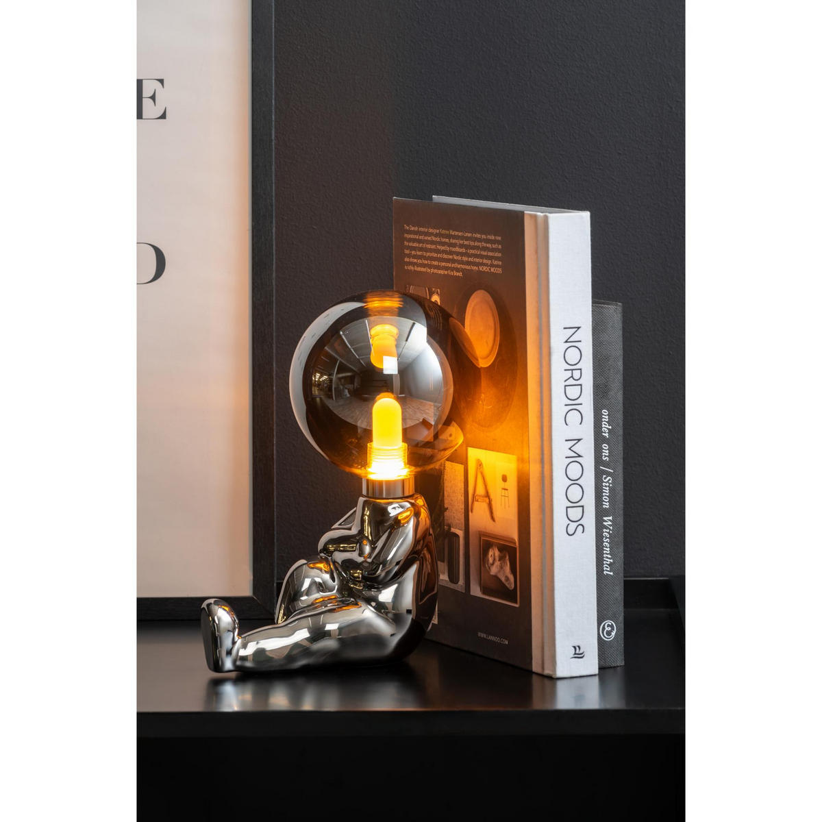 TISCHLAMPE Joey LED Silber 16.5/12/22.5 cm - Silberfarben, Keramik (16.5/12/22.5cm) - Leitmotiv