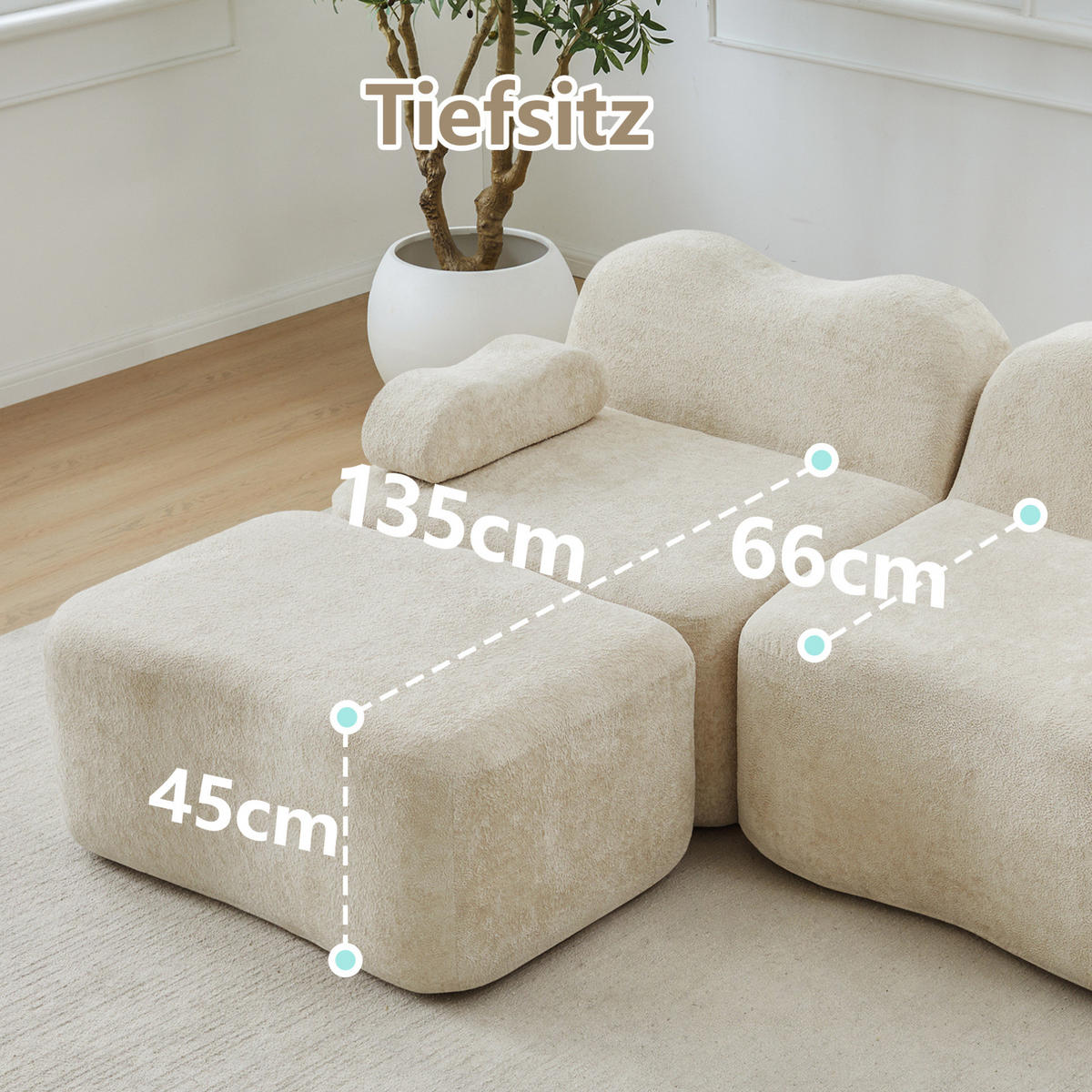 ECKSOFA 384/167/70 cm Beige aus Velvet mit modularem Design - Beige, Textil (167/384cm) - OKMYHOME