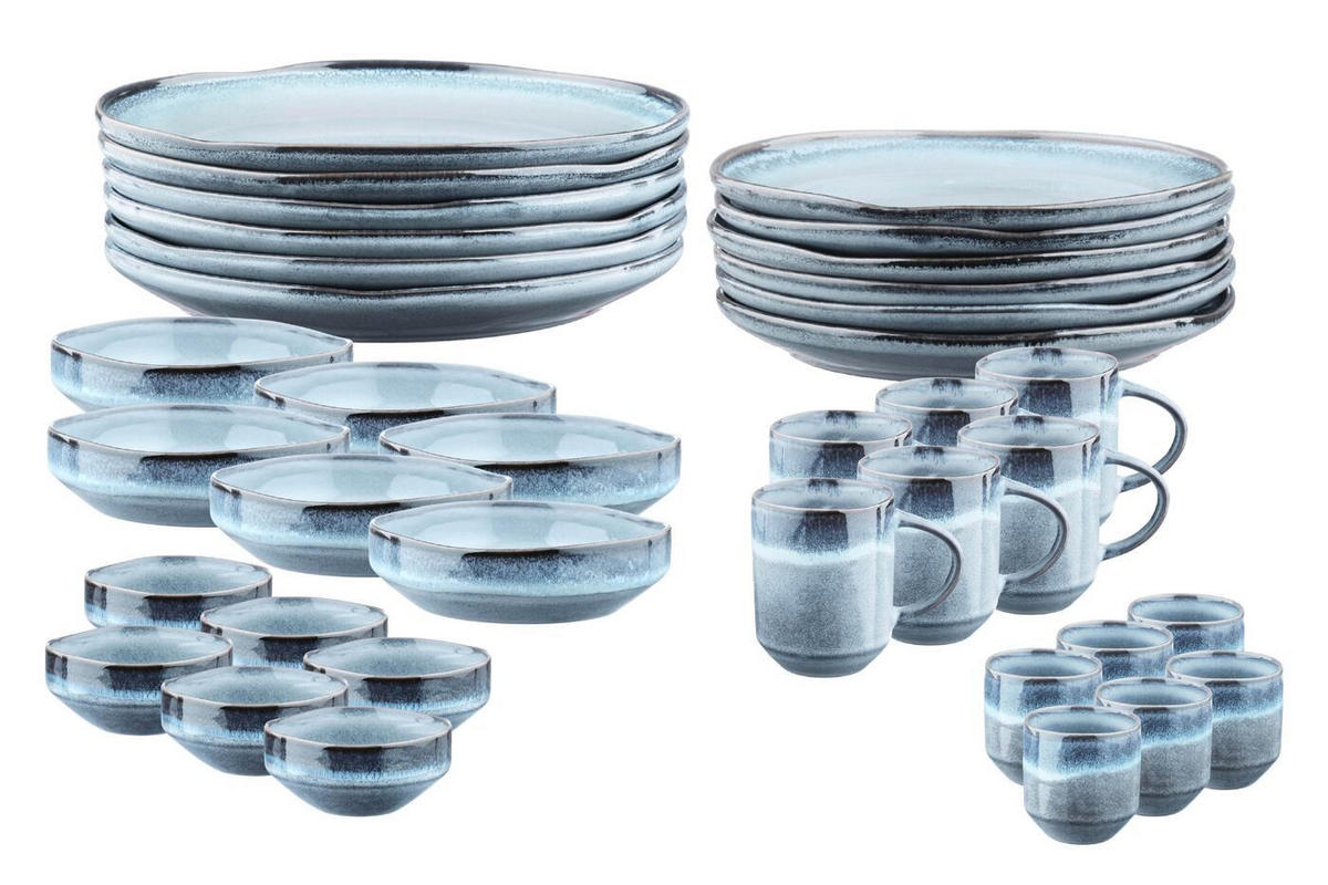 KOMPLETTSERVICE Genesis - 36er-Set - Meer - Blau, Keramik (1/1/1cm) - Björn