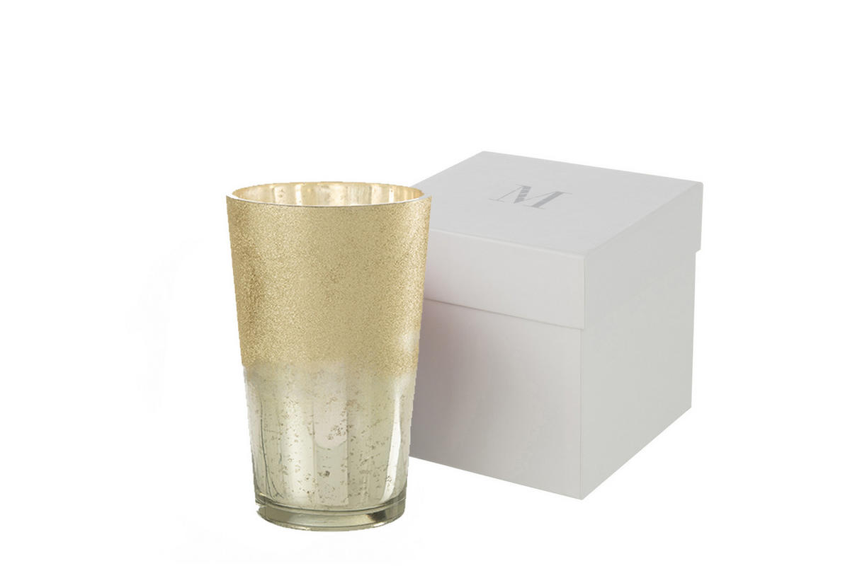 DUFTKERZE M-CHIC - Glas - Silber - XL - 160 Std. - Silberfarben, Glas (20/32.5cm) - J-Line
