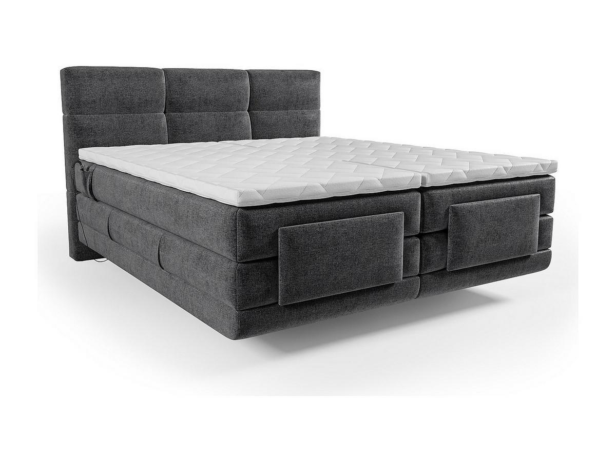 BOXSPRINGBETT - 2 Personen - stoff - anthrazitgrau Lodi - Anthrazit, Textil (90/200cm) - Vente-Unique
