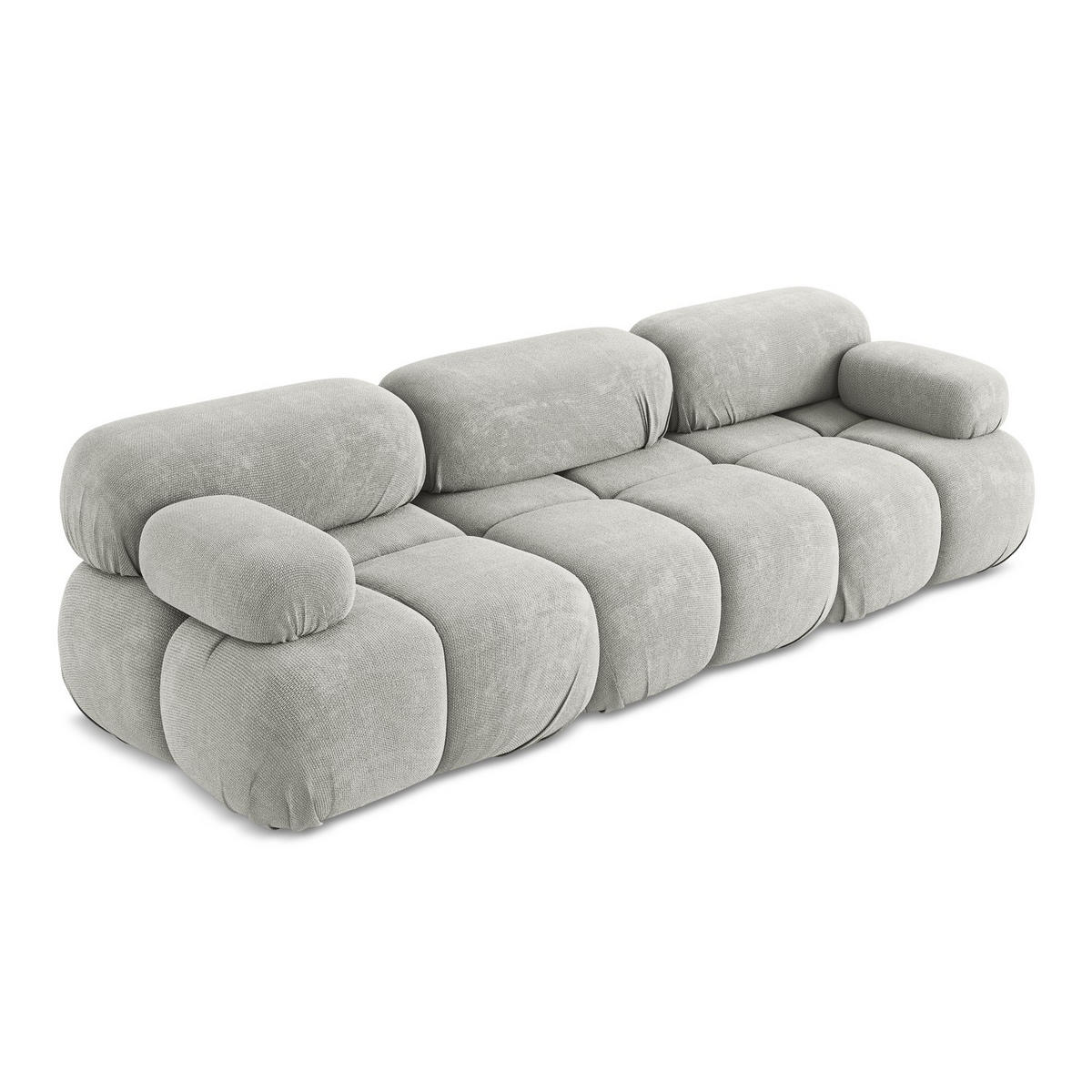 3-SITZER SOFA Chenille Stoff Grau - Hellgrau/Schwarz, Kunststoff/Textil (285/70/96cm) - Makamii